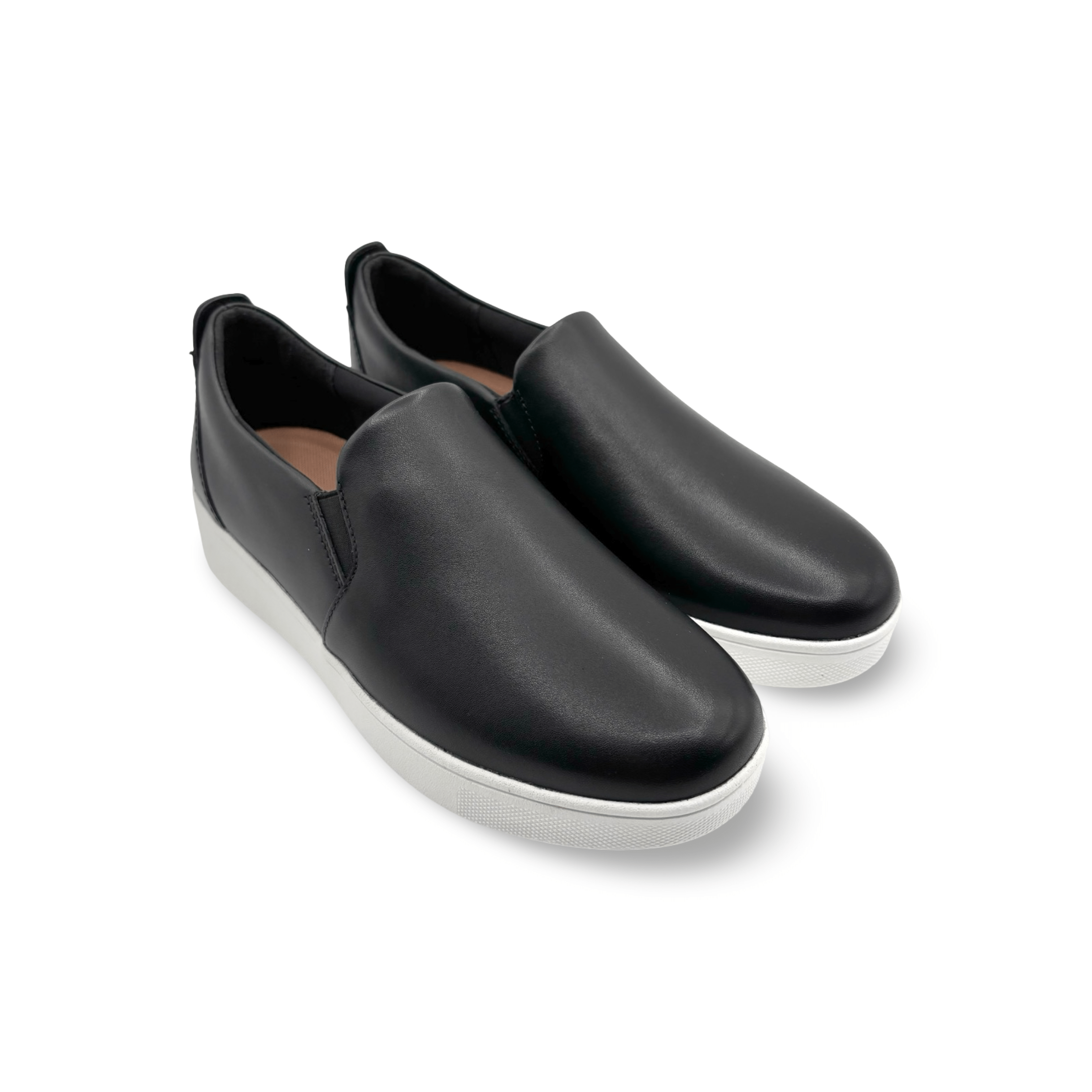 Rally Black Leather Slip On Sneakers for Men - Comfortable Casual Loafers - Perfect for Walking, Travel & Office Wear