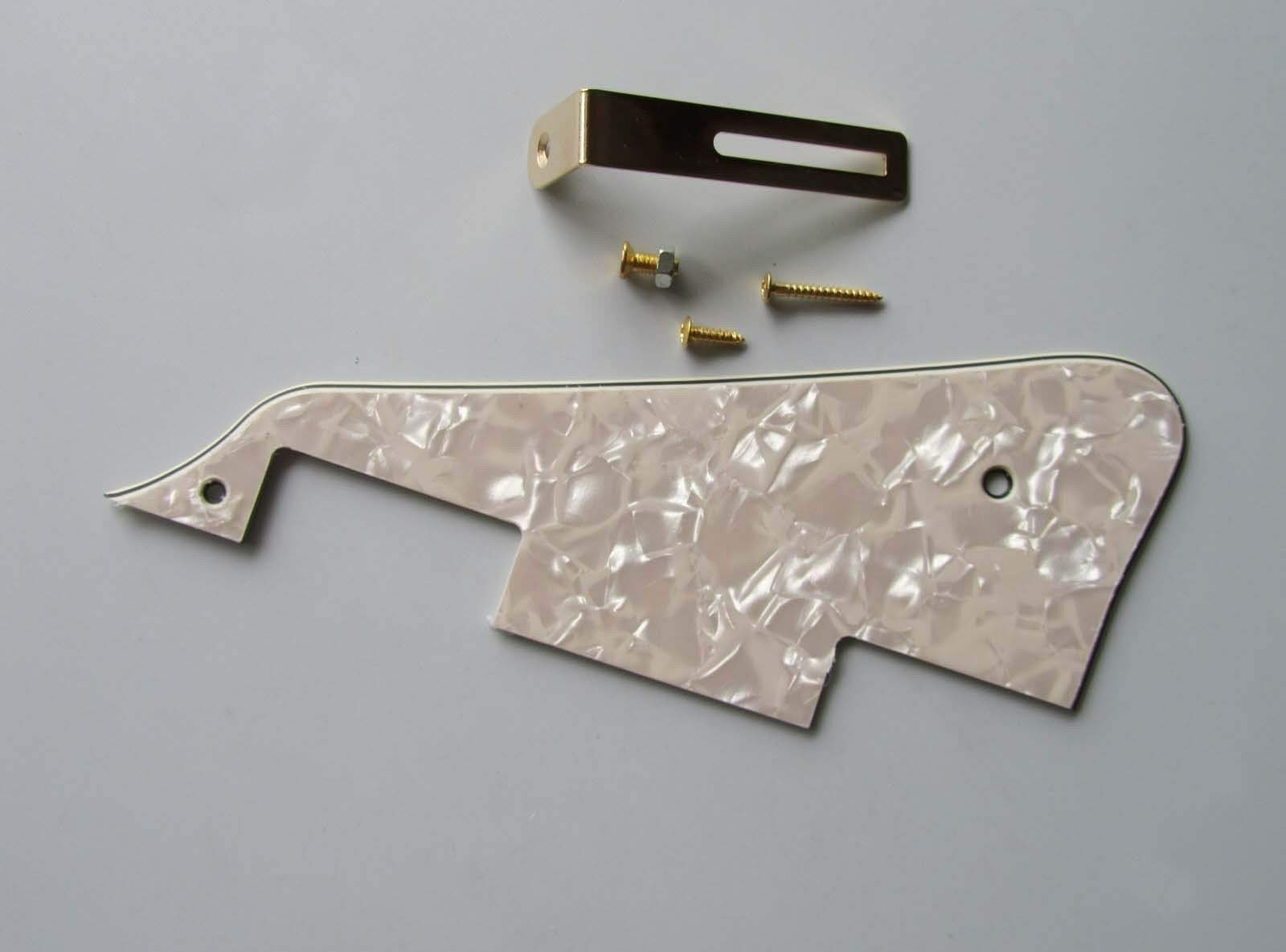 Vintage Pearl LP Guitar Pickguard with Gold Bracket - Replacement Part for Epiphone Les Paul Electric Guitar - Perfect for Upgrades, Repairs & Customization