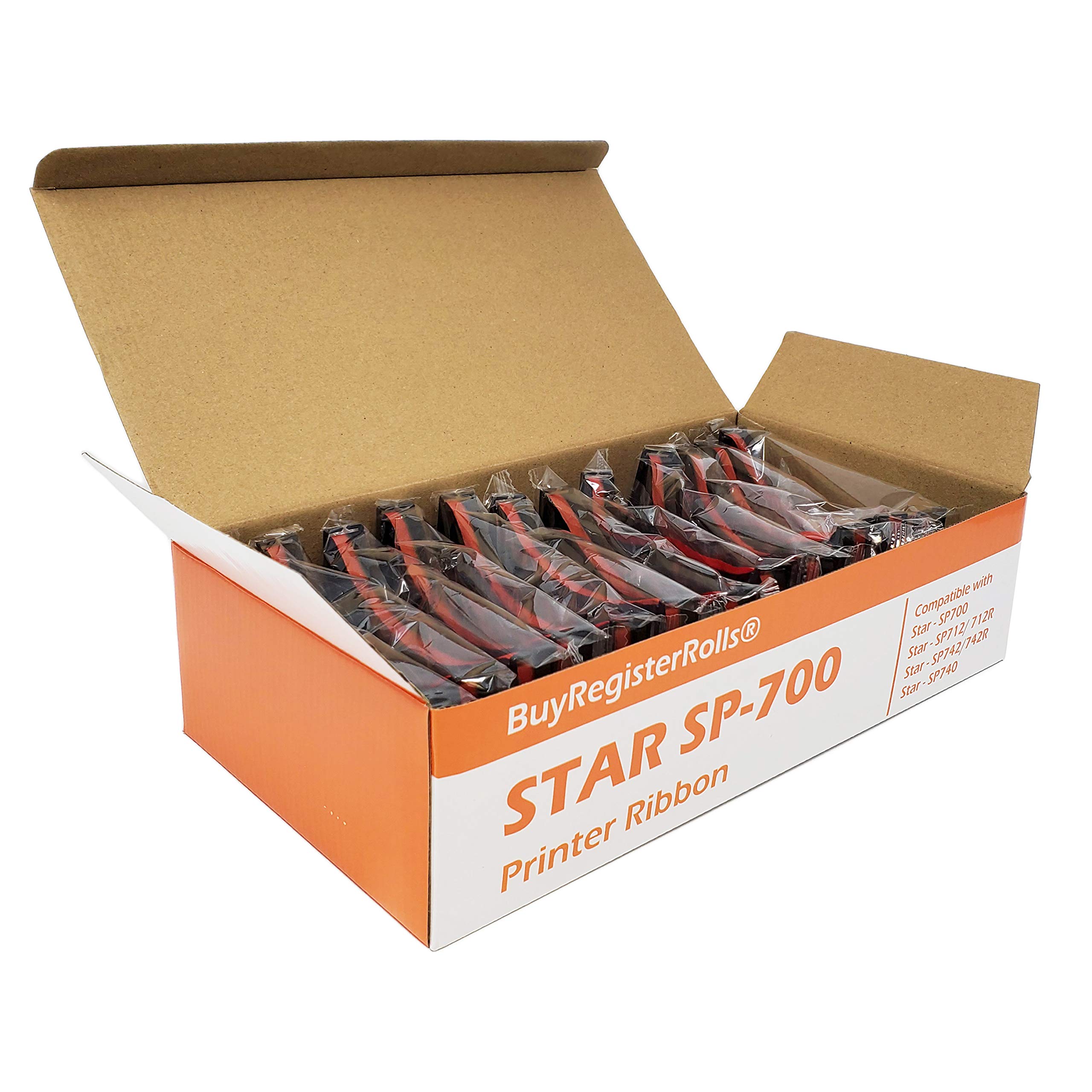 12-Pack SP-700 Ribbon Ink Cartridge - High Quality Black & Red Compatible with STAR Printer RC-700BR, SP700, 712, 742 - Perfect for Retail Receipts, POS Systems & Office Printing