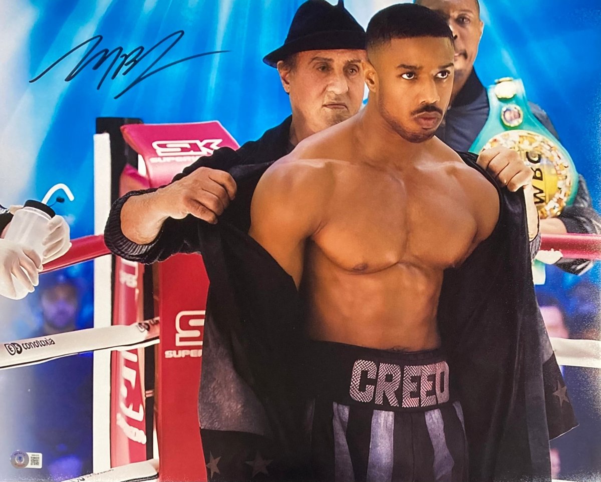 Michael B Jordan & Sylvester Stallone Autographed 16x20 Creed Movie Photo - Limited Edition Collectible for Movie Fans & Memorabilia Enthusiasts - Perfect for Home Theater, Man Cave, or Gift for Boxing Fans