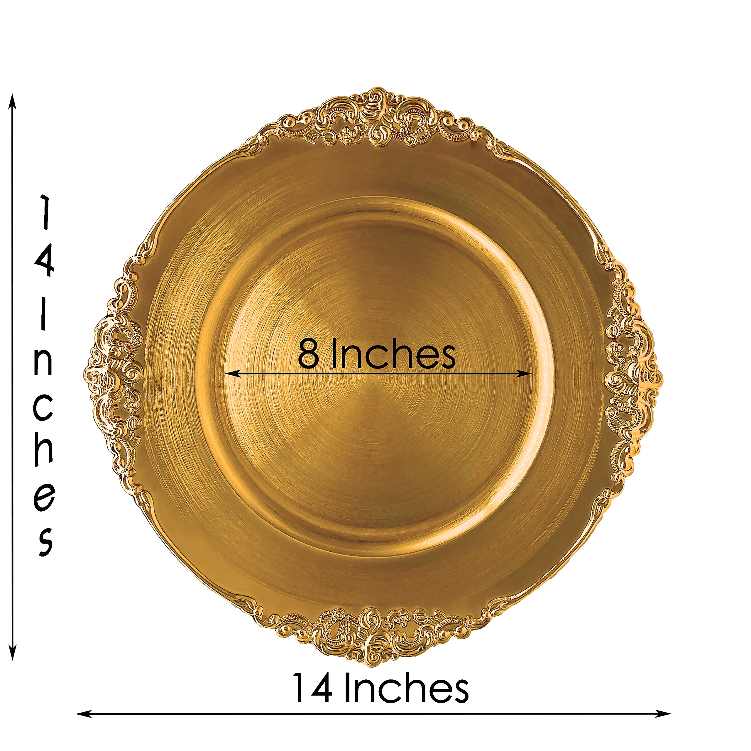 Henilosson 6-Piece Antique Gold Charger Plates Set - Elegant Decorative Dinner Plate Chargers for Weddings, Parties & Formal Dining - 12-Inch Round Gold Charger Plates