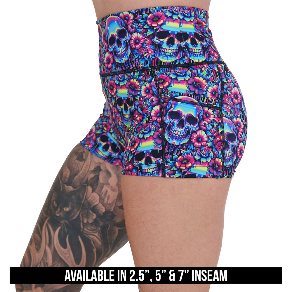 Acid Skull Print Shorts for Men & Women - Trendy Streetwear & Summer Fashion | Perfect for Casual Outfits, Beachwear, and Gym