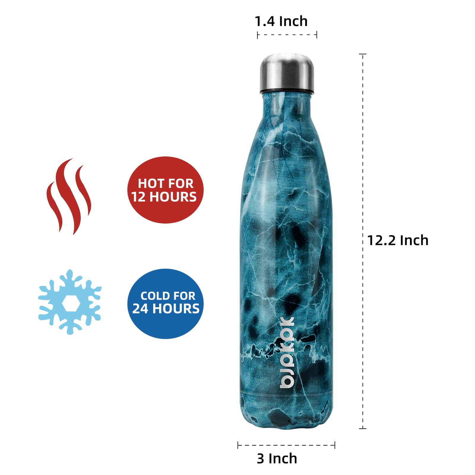 **BJPKPK 25oz Insulated Stainless Steel Water Bottle - Keeps Drinks Cold for 24 Hours & Hot for 12 Hours - Marble Ocean Design - Perfect for Gym, Hiking, Travel & Outdoor Activities**