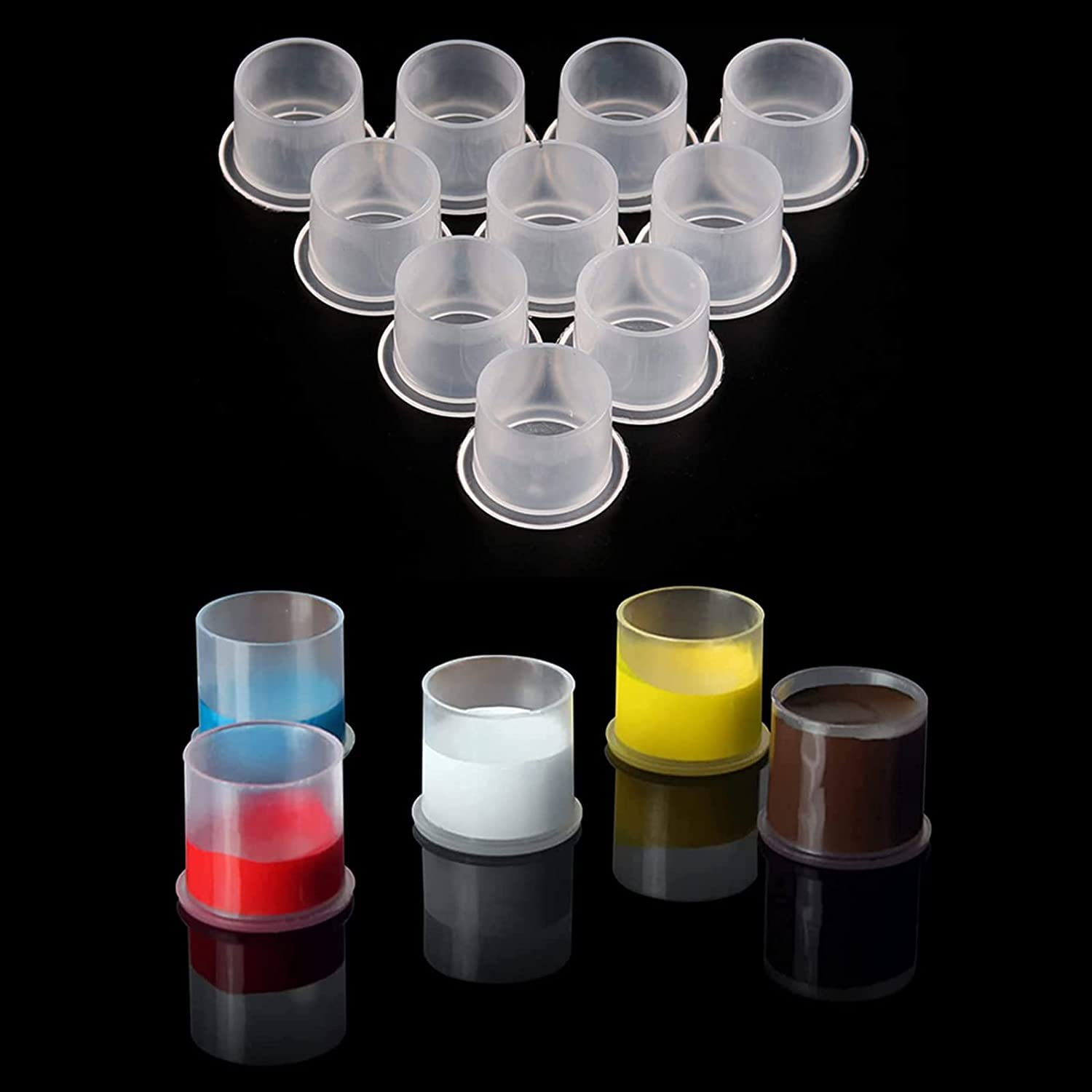 100Pcs Medium Size Tattoo Ink Cups - Disposable Pigment Holders for Permanent Makeup & Tattoo Artists - Self Standing Design for Professional Tattoo Supplies - Perfect for Eyebrow, Lip & Body Art Procedures
