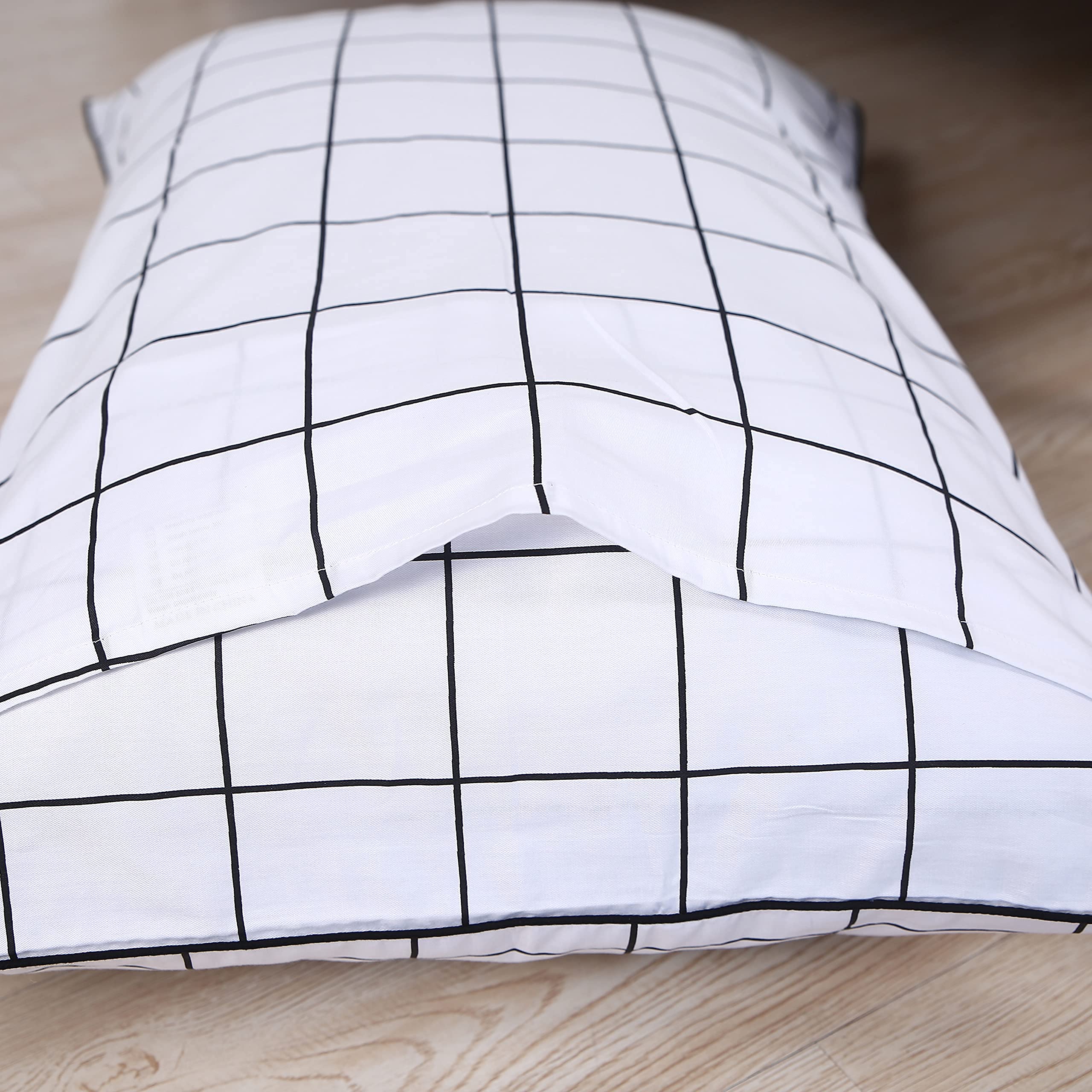 FADFAY White Plaid Comforter Set - 100% Cotton Buffalo Check Summer Quilt with Deep Pocket Sheets (6 Piece Queen Size) | Cozy Bedroom Decor for Guest Rooms & Farmhouse Style Homes