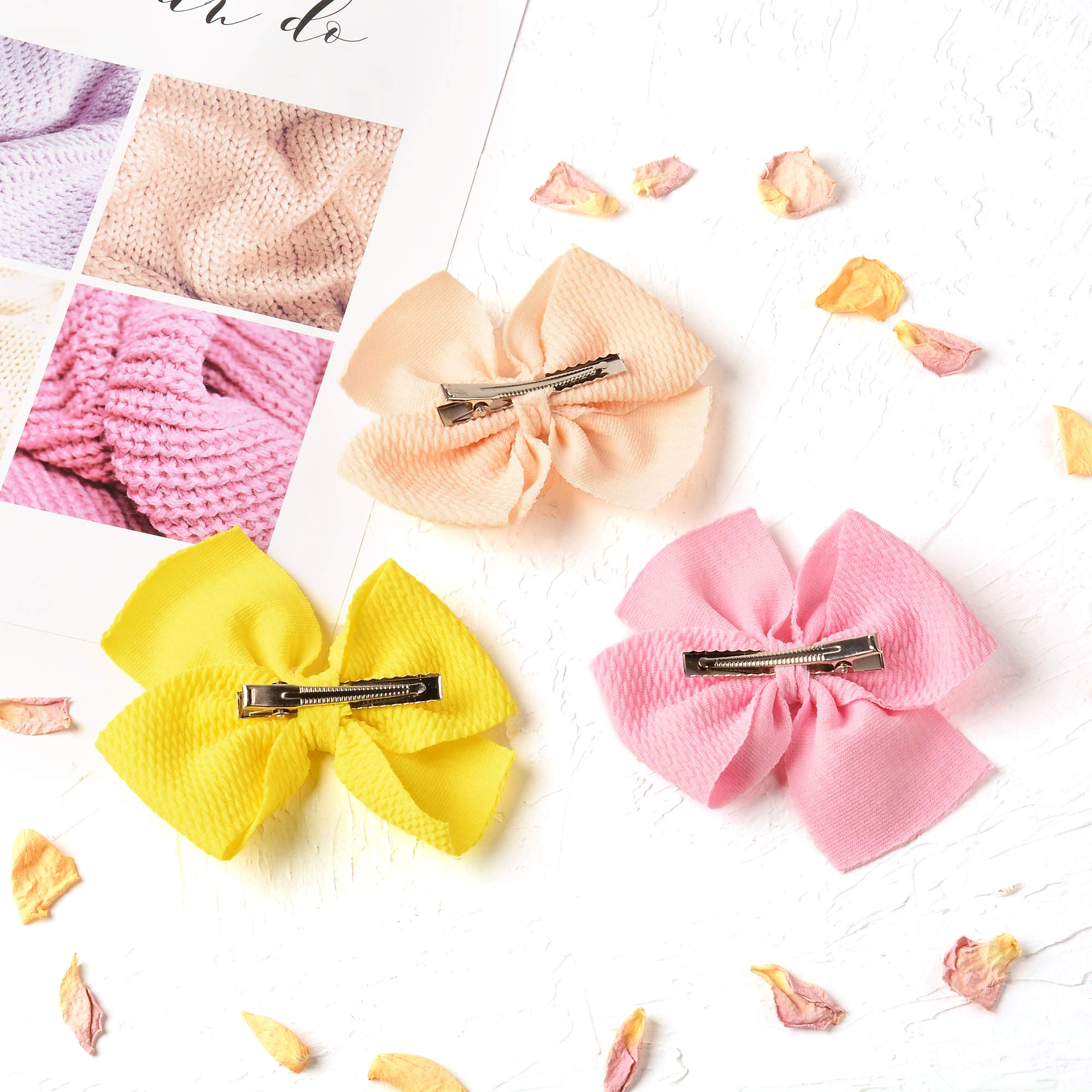 Prohouse 30 PCS Baby Girls Hair Bows Clips Barrettes - Soft Waffle Hair Accessories with Alligator Clips for Infants Toddlers Kids Teens - Perfect for Parties School Photos Holidays & Everyday Wear