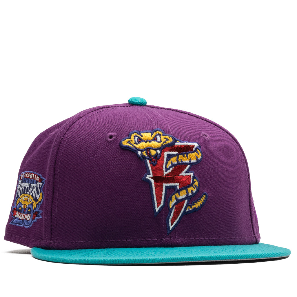 New Era x Politics Wisconsin Timber Rattlers 59FIFTY Fitted Baseball Cap - Magenta/Glacier Color - Perfect for Baseball Games & Streetwear Fashion