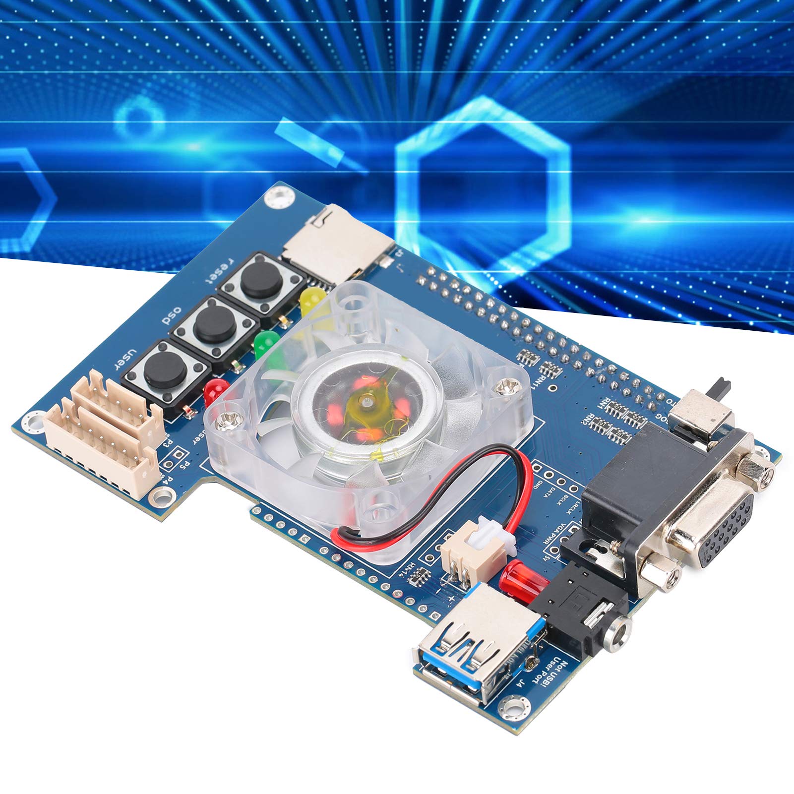 Mister FPGA IO Board with Analog VGA Video Output & 3.5mm Headset Port - Replacement Board with 3 Buttons & Status Indicator Lights for DIY Arcade Gaming & Retro Computer Setup