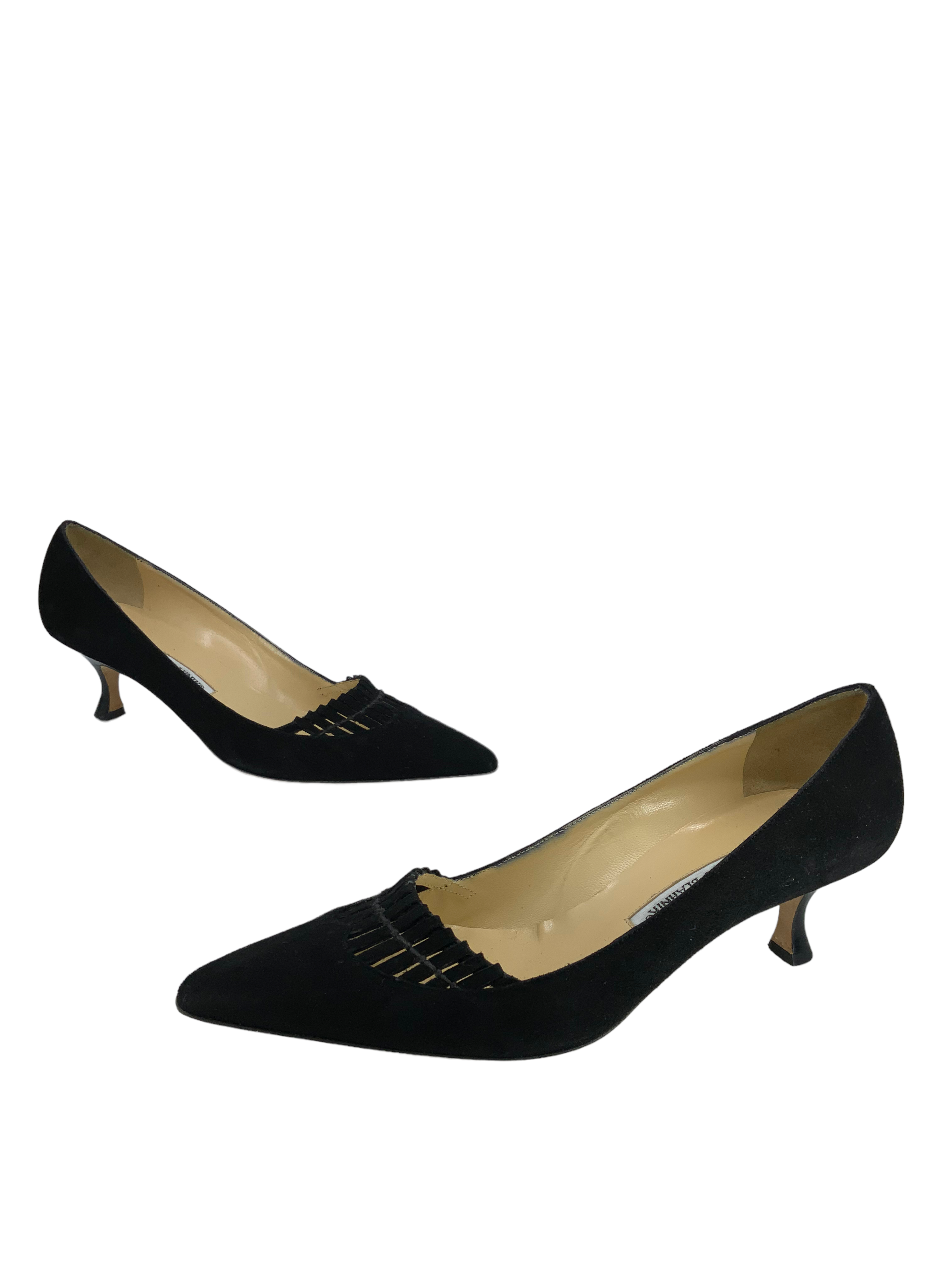 Manolo Blahnik Women's Cutout Suede Heels - Size 9.5 US | Luxury Designer Pumps for Weddings, Parties & Evening Events