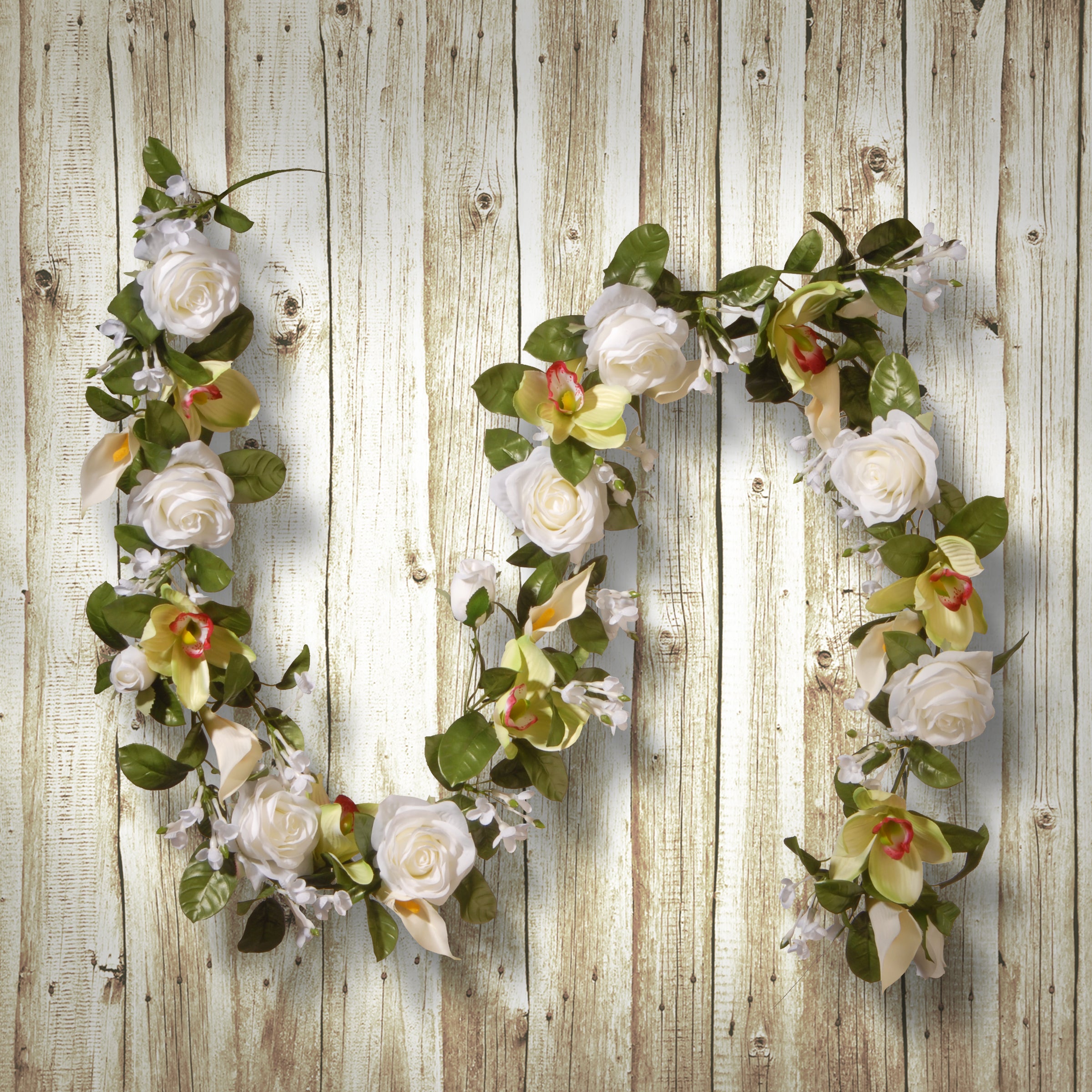 6 ft. Artificial Spring Garland with Roses, Lilies, Berry Clusters & Leafy Greens - Floral Vine for Wedding Decor, Party Backdrop, Home & Garden Decoration