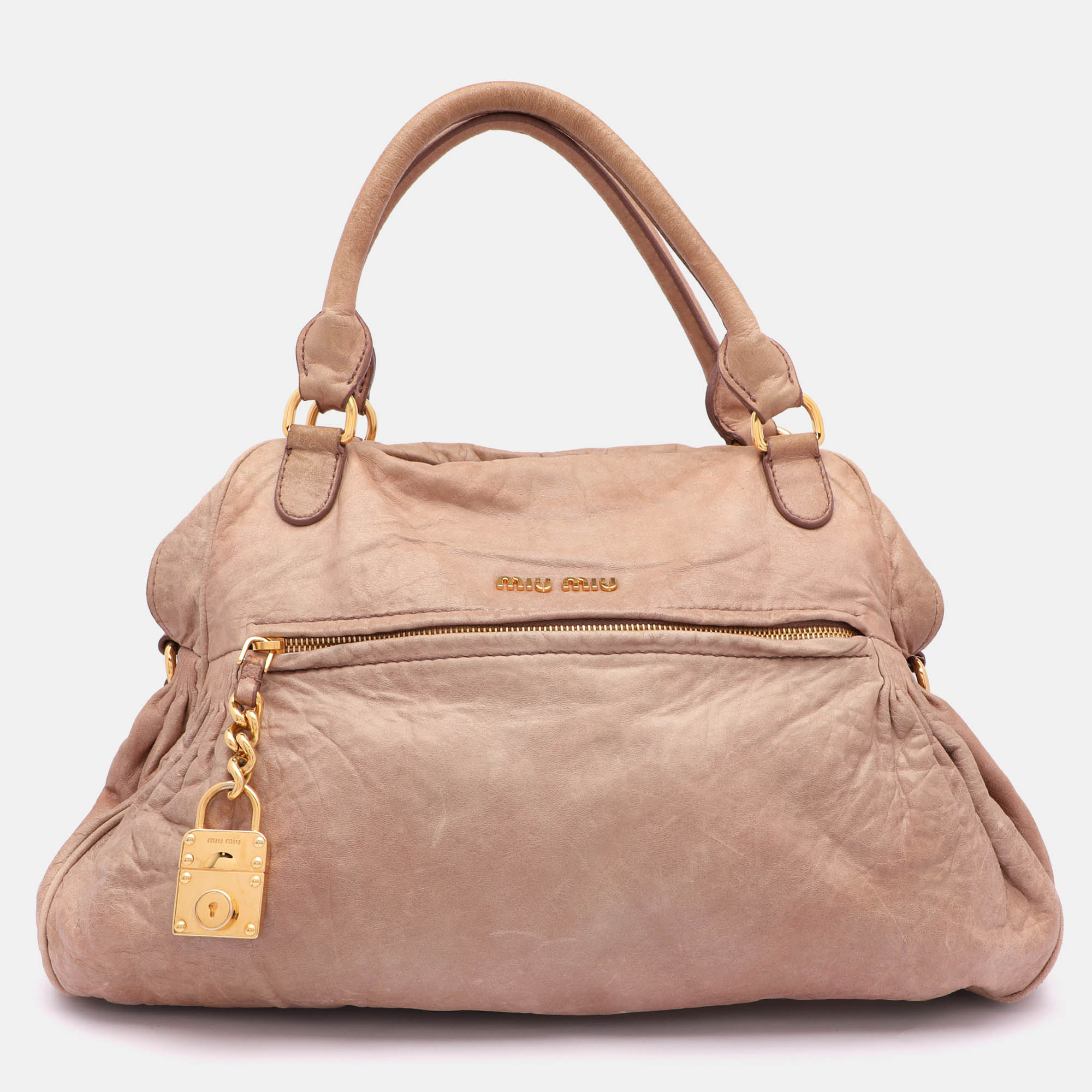 Vintage Beige Leather Lily Distressed Satchel Handbag for Women - Stylish Crossbody Purse for Everyday Use, Work & Travel