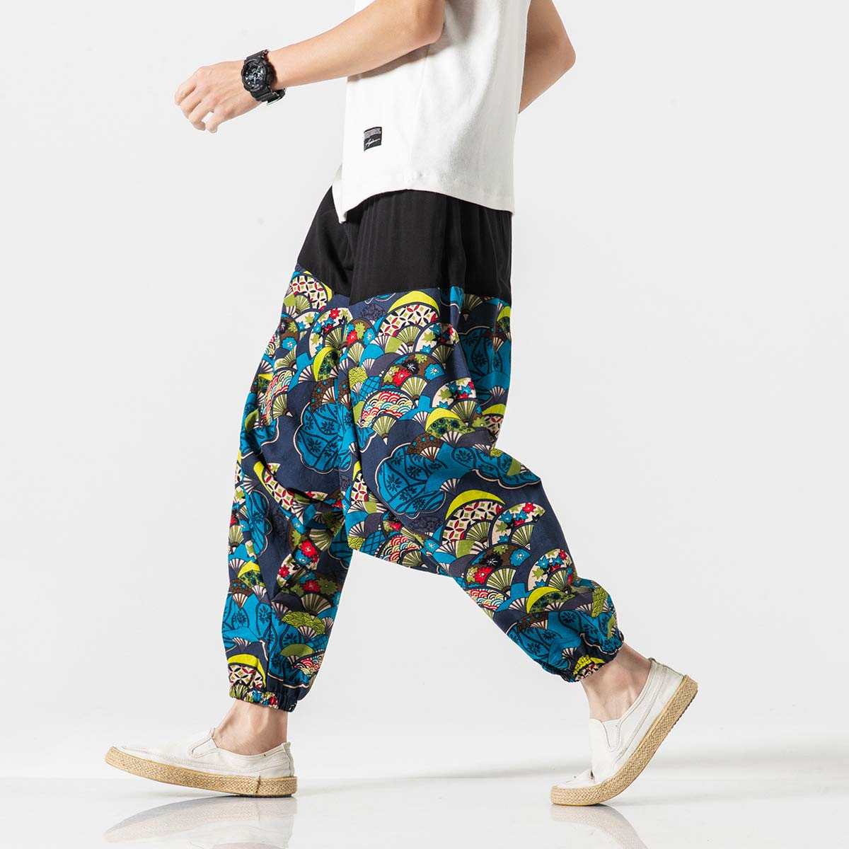 Seidarise Men's Harem Pants - Drop Crotch Lounge Pants, Plus Size Genie Pants for Yoga, Jogging & Casual Wear - Comfortable Balloon Pants for Meditation, Travel & Relaxation