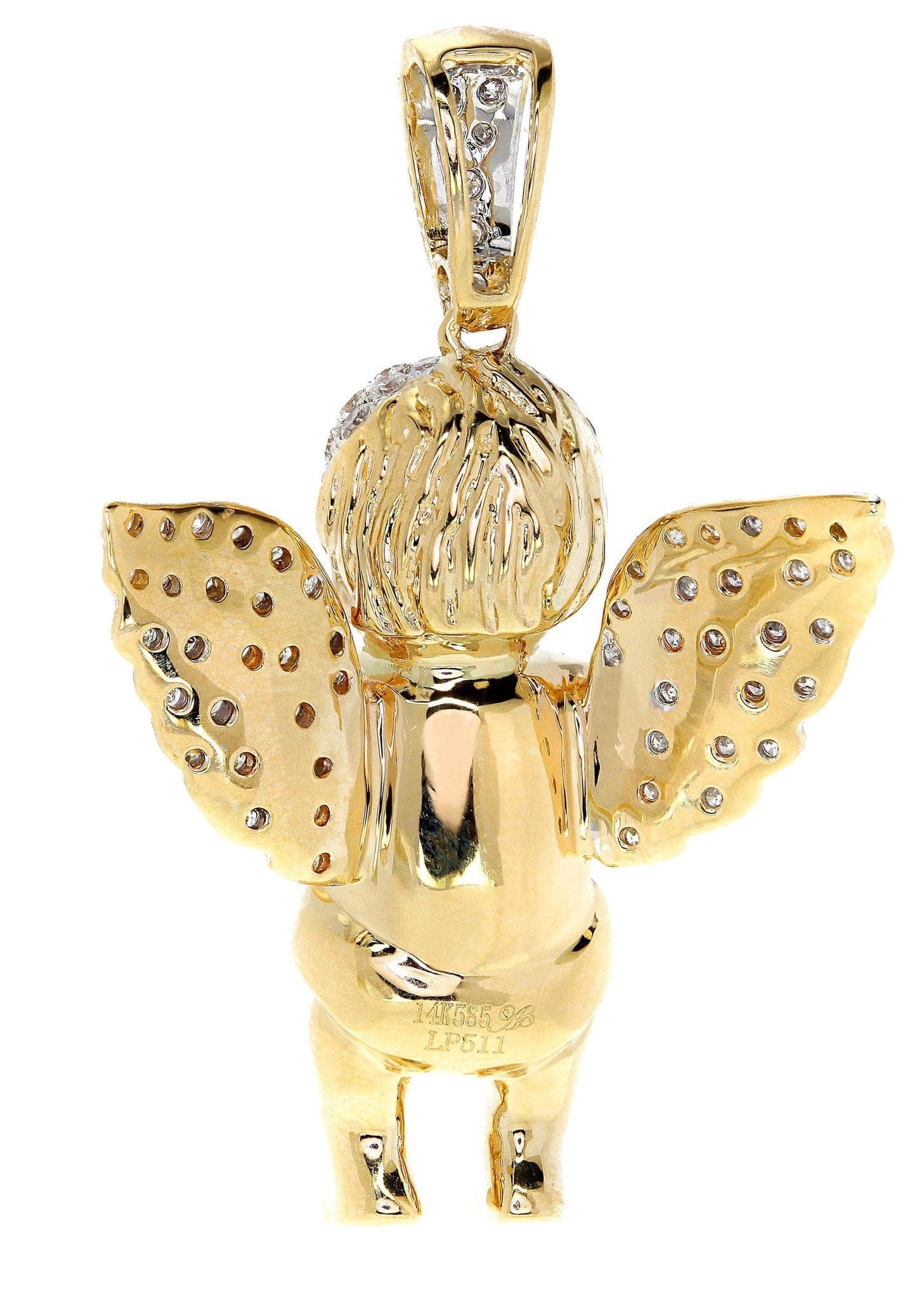 Diamond Angel Pendant Necklace - 10.5 Grams Solid Gold with 0.83 Carat Genuine Diamonds - Perfect for Valentine's Day Gifts, Anniversary Presents & Special Occasions