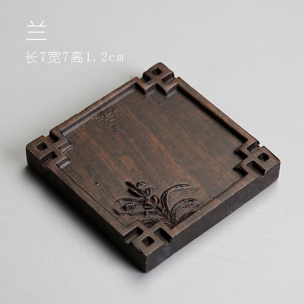 1pc Ebony Wood Coaster Cup Mat - Heat Insulation Tea Ceremony Set for Kung Fu Tea, Coffee & Hot Drinks - Perfect for Home, Office & Tea Party Use