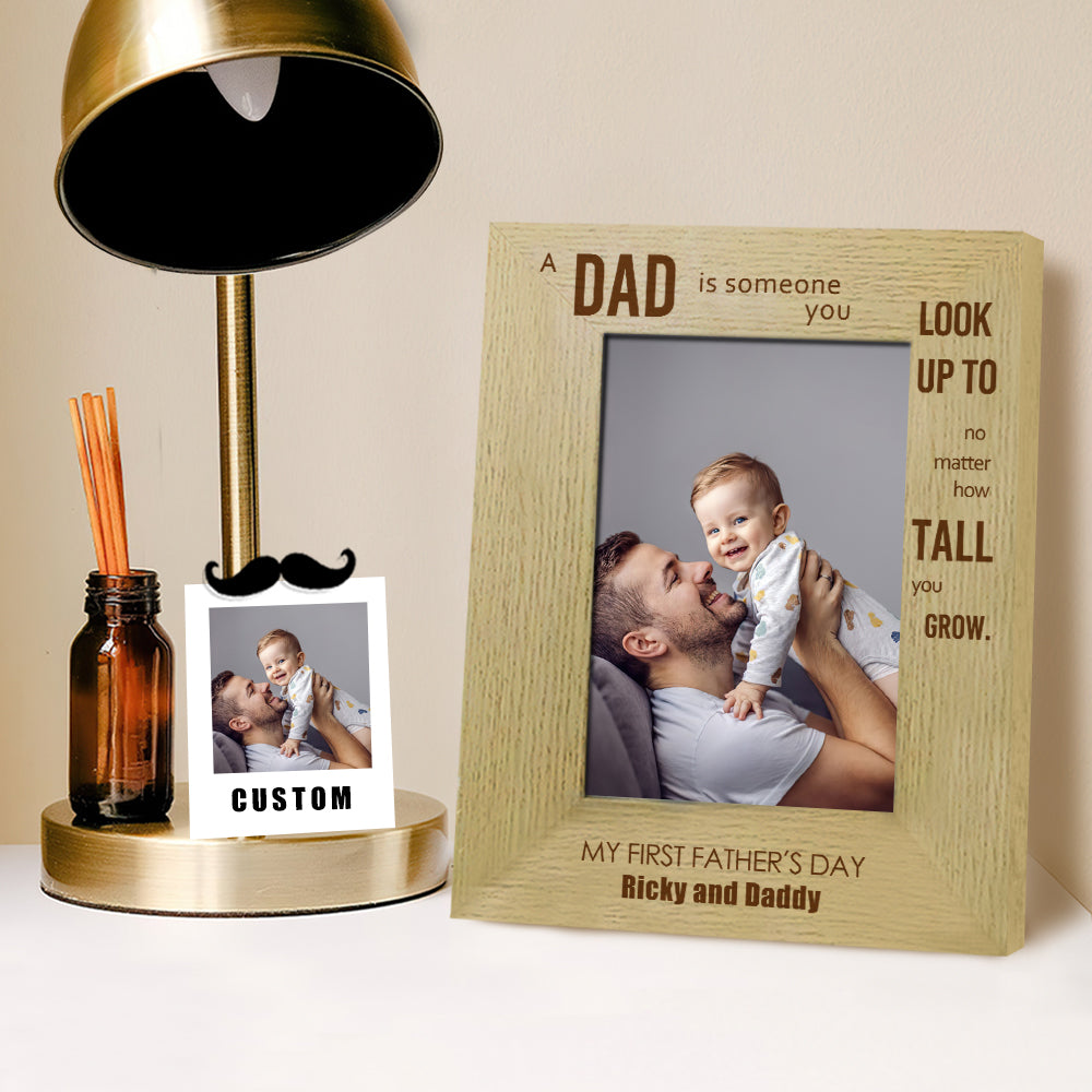 Personalized Wood Photo Frame with Custom Name - Unique Father's Day Gift for Dad - Perfect for Home Decor, Office Display & Special Occasions