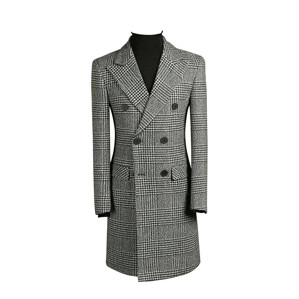 Stylish Men's Houndstooth Tweed Coat - Classic Winter Jacket for Business & Casual Wear | Perfect for Office, Dates & Outdoor Events
