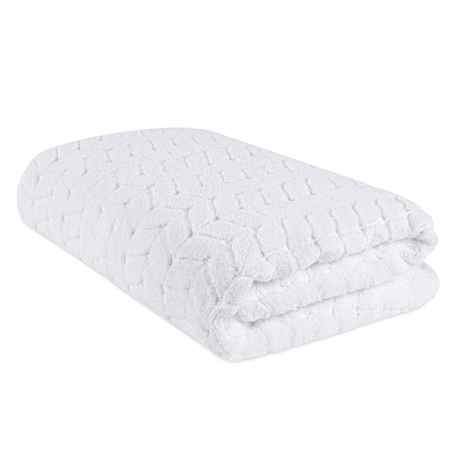 BAGNO MILANO Luxury Turkish Bath Towels Set - Soft Plush Jacquard, Quick Dry, Absorbent (White, Bath Sheet) for Spa, Hotel & Home Bathroom Use