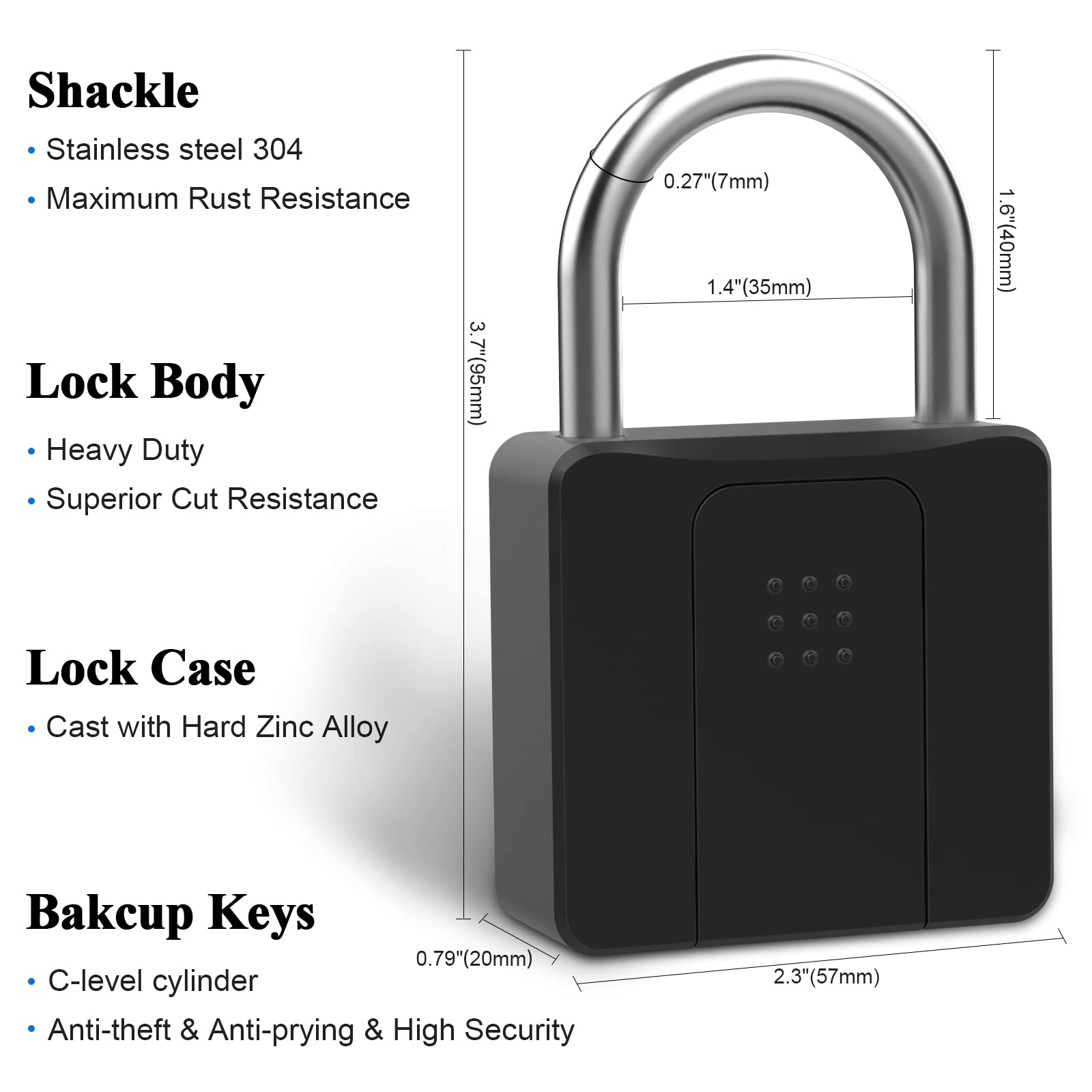 Dhiedas Fingerprint Padlock - Bluetooth Smart Lock with Waterproof & Heavy Duty Design - Secure Outdoor Fence, Gate, Shed, Warehouse, Gym, Storage Yard - Ideal for Home Security & Commercial Use