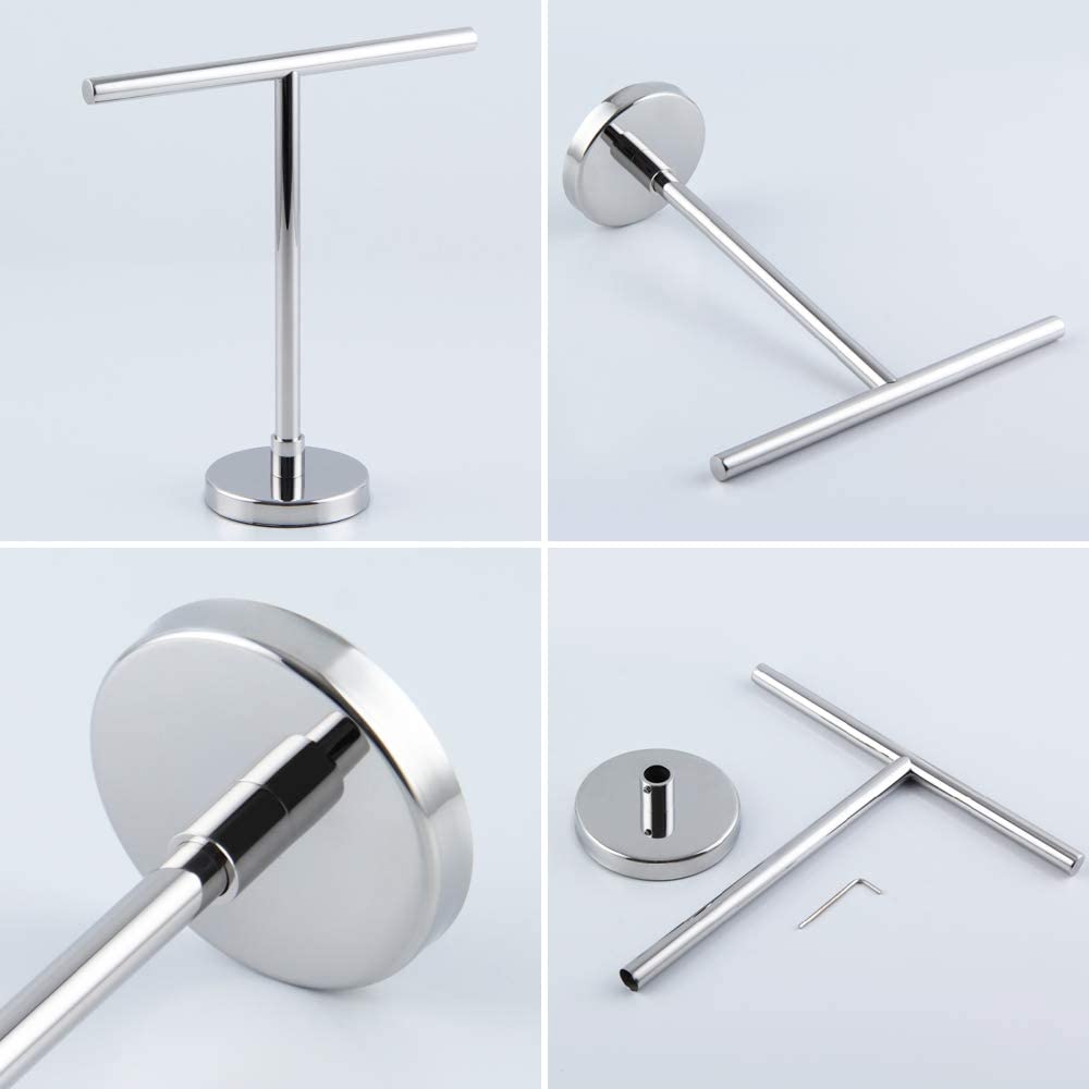 Modern Hand Towel Stand - Free Standing SUS 304 Stainless Steel Countertop Rack for Bathroom, Kitchen or Vanity - Polished Finish - Perfect for Guest Bathrooms, Powder Rooms & Spa-Style Decor