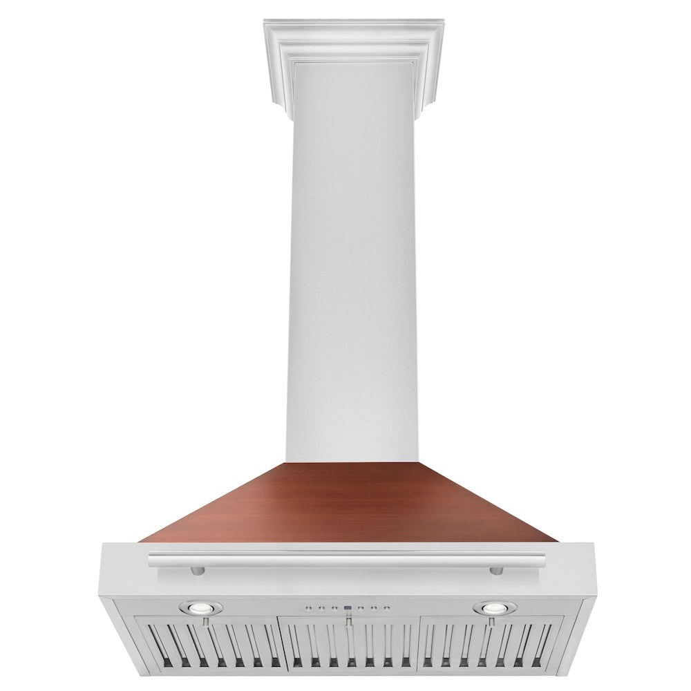 ZLINE 30 Inch Convertible Stainless Steel Range Hood with Copper Shell & Stainless Steel Handle - Powerful Kitchen Ventilation for Gas Stoves & Cooking (KB4STX C 30)