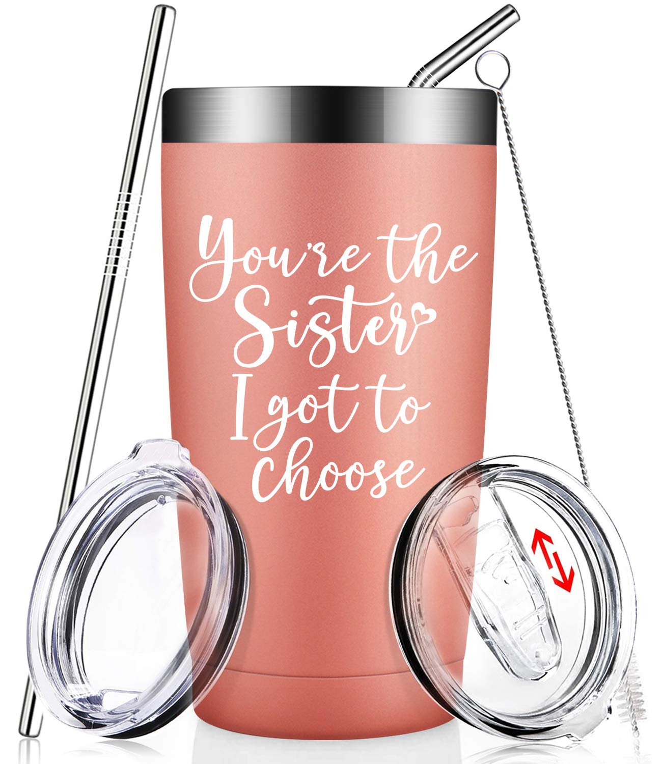 You're The Sister I Got To Choose - 20oz Best Friend Tumbler for Women | Thoughtful Friendship Gift for Sister, Birthday & Christmas | Insulated Travel Mug for Coffee, Tea & Drinks