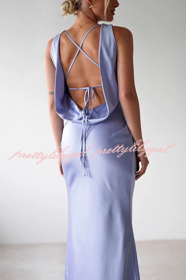 Elegant Solid Color Backless Lace-Up Slim Maxi Dress for Women - Perfect for Evening Parties, Weddings & Date Nights