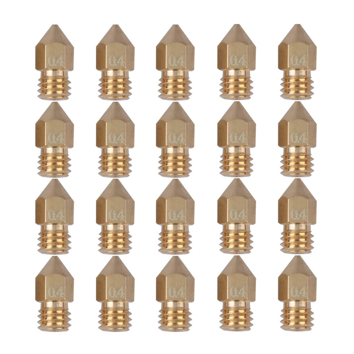 Hemobllo 20-Pack 0.4mm Brass 3D Printer Nozzles - High Precision Extruder Nozzle Tips for 3D Printers | Perfect for PLA, ABS, PETG Filament Printing | Home, Office & DIY 3D Printing Projects