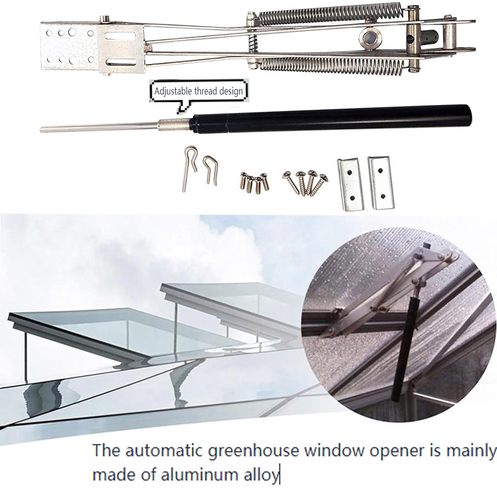 Solar-Powered Automatic Greenhouse Ventilation System - Thermal Roof Vent & Window Opener for Temperature Control (1 Set) | Perfect for Greenhouses, Cold Frames & Indoor Gardening Accessories