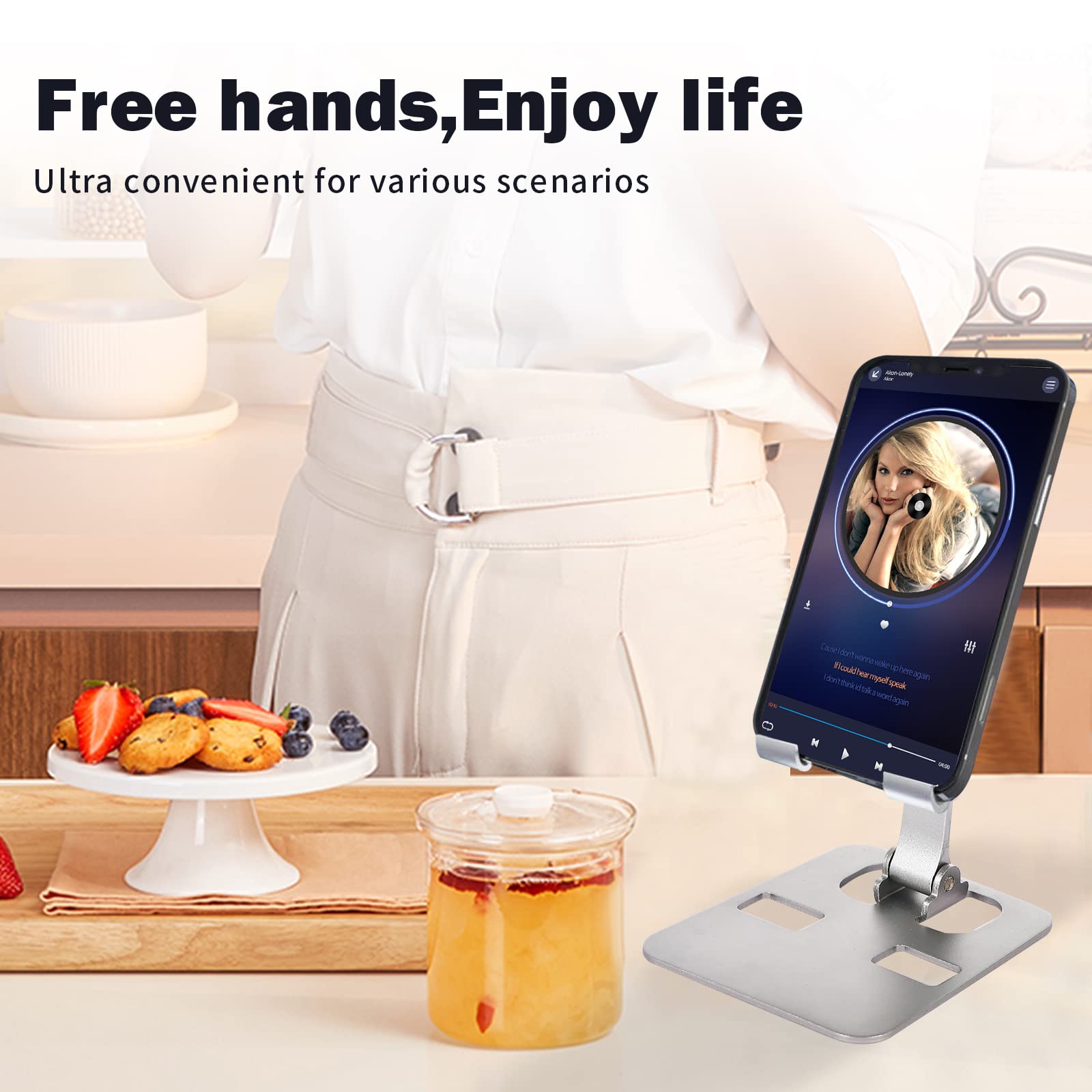 Adjustable Phone Stand for Desk - Foldable Holder for iPhone & Tablets (4-10