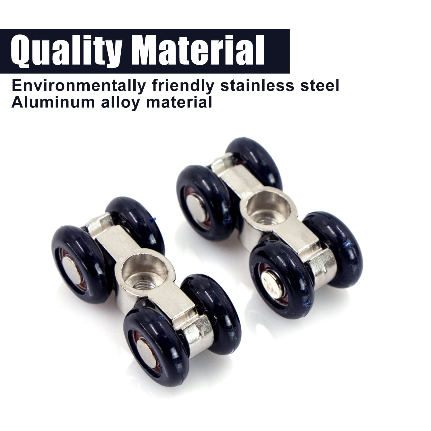Sliding Door Roller Wheels - Aluminum Alloy Track Pulley for Interior, Passage, Wood & Glass Sliding Doors (2-Pack, Blue) - Smooth Gliding Solution for Closet Doors, Room Dividers & Patio Entries