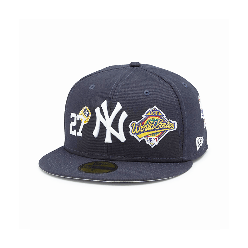 New York Yankees World Series Championship Ring Navy 59FIFTY Fitted Hat for Men - Official MLB Baseball Cap for Fans & Streetwear Fashion
