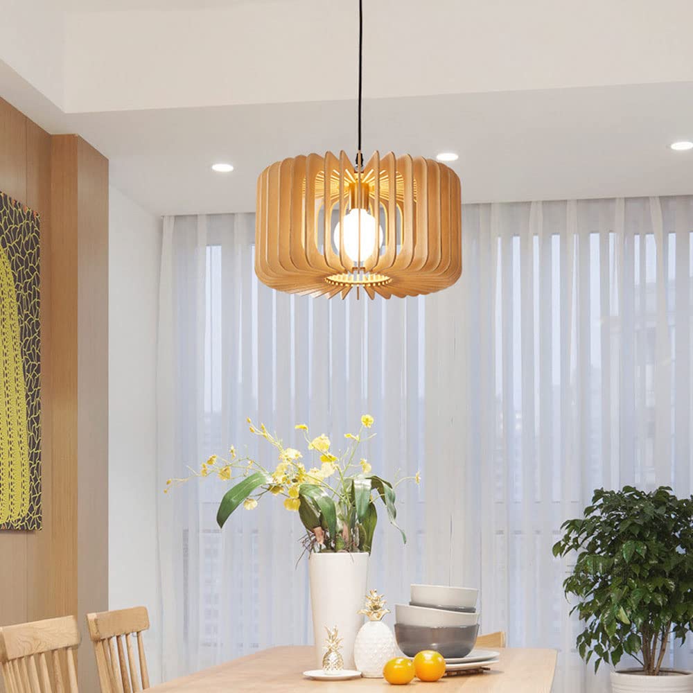 Minimalist Wooden Farmhouse Pendant Lights - Geometric Wooden Cage Ceiling Lighting Fixture for Kitchen Island, Dining Room, Foyer - Perfect for Rustic Home Decor & Modern Farmhouse Style