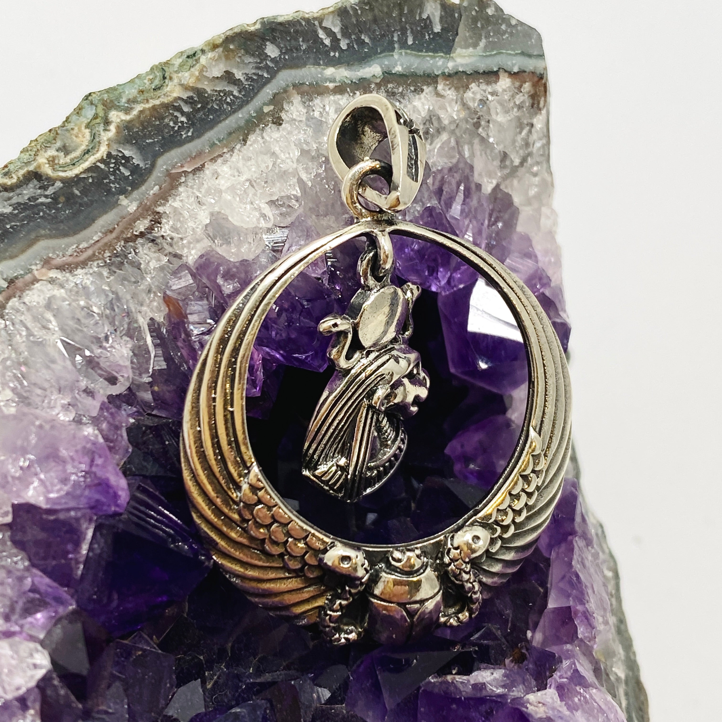 Sekhmet Lion Head Pendant with Scarab & Ankh - Ancient Egyptian Jewelry - Sterling Silver Necklace for Women - Perfect for Spiritual Protection & Boho Fashion