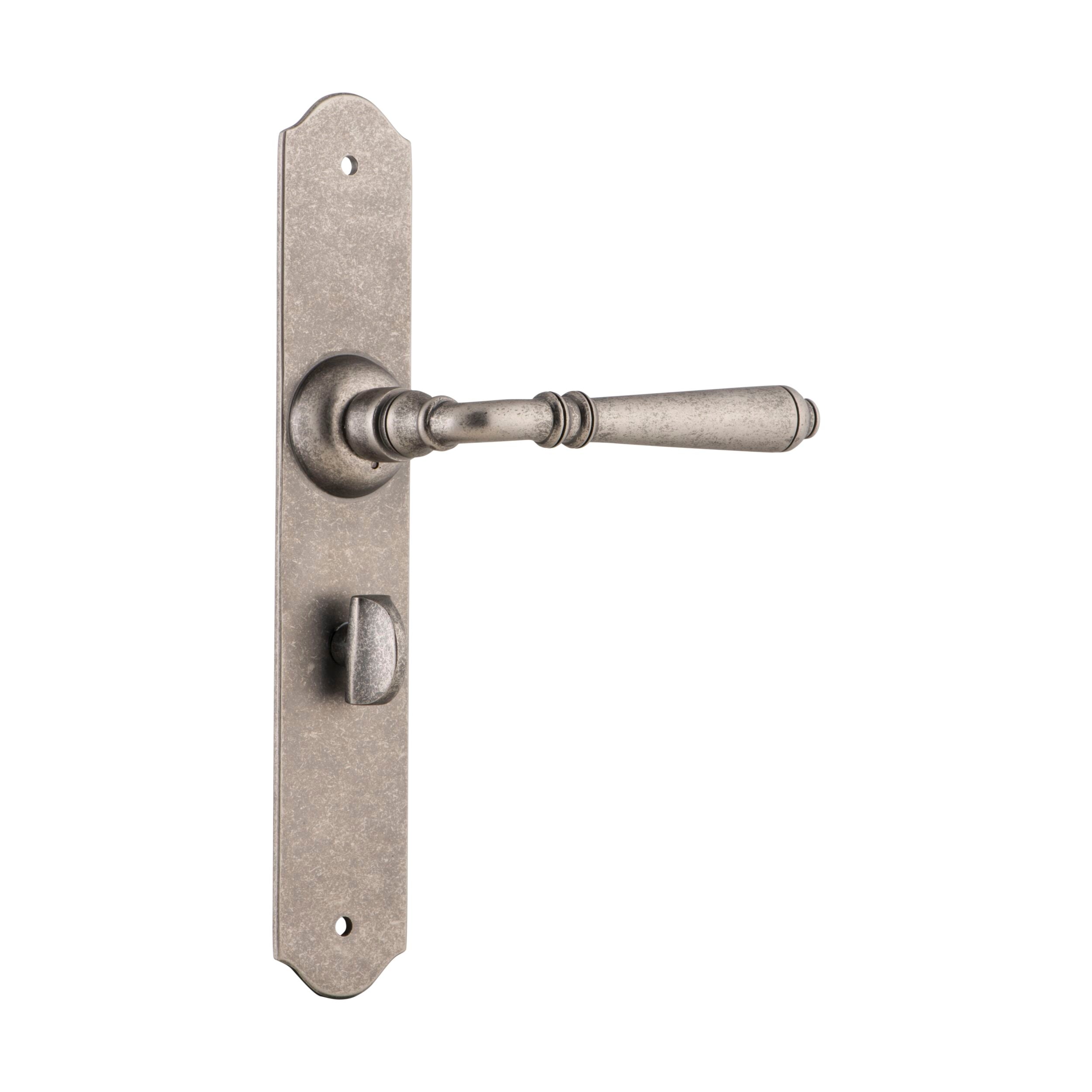 6357P Reims Privacy Door Lever Pair in Rumbled Nickel - 240mm x 40mm x 70mm - Perfect for Bedrooms & Bathrooms