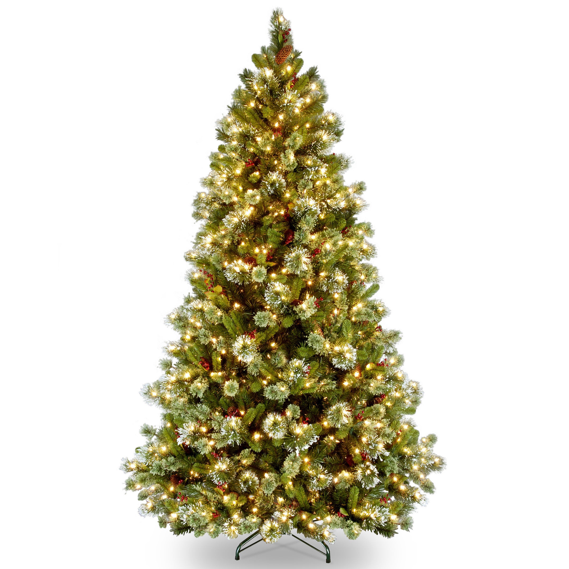7.5 ft Pre-Lit Wintry Pine Artificial Christmas Tree with Clear LED Lights - Perfect for Holiday Home Decor, Office & Party Decoration