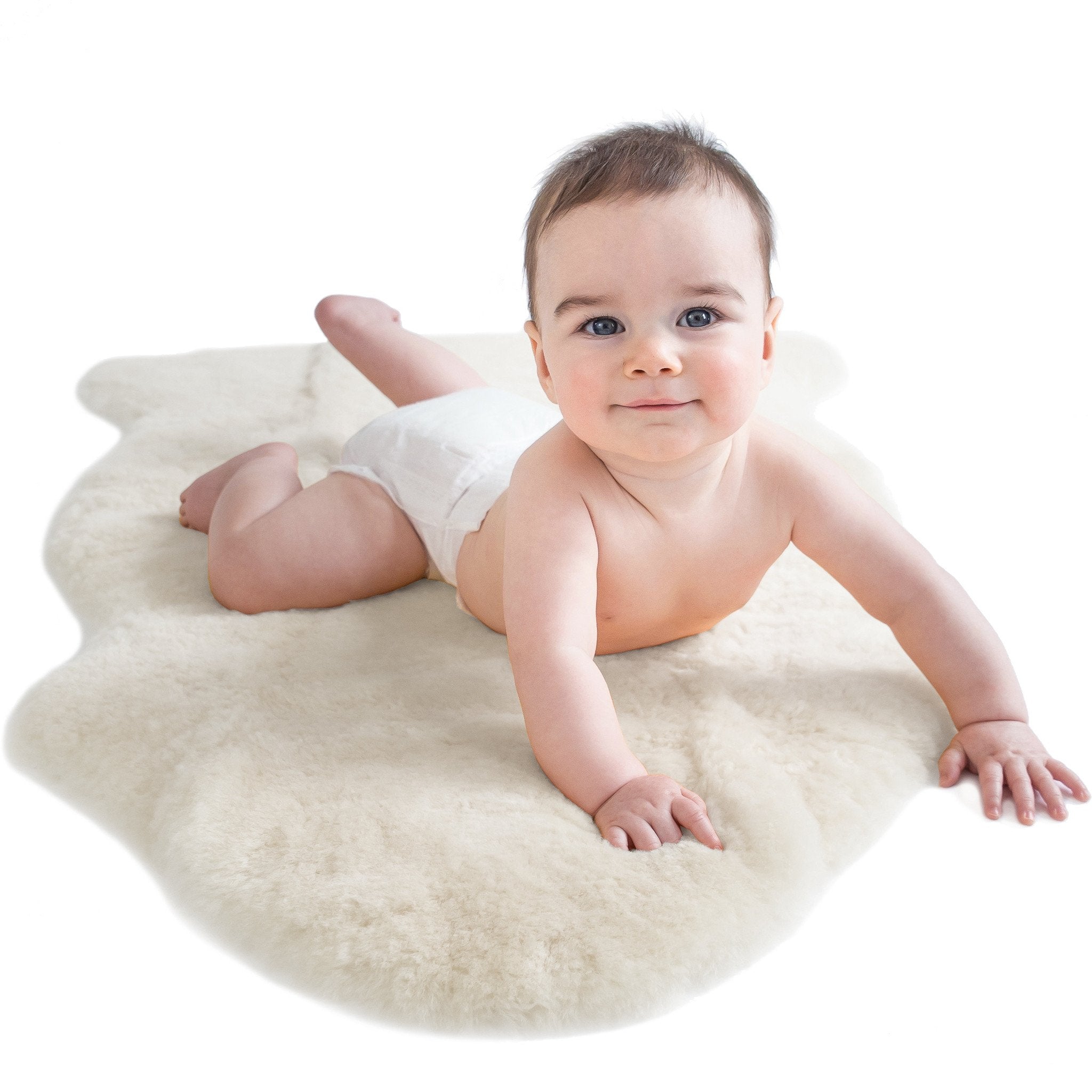 100% Natural Shorn Lambskin Wool Sheepskin Rug for Babies - 2x3 Feet Ivory White - Soft & Hypoallergenic Nursery Floor Mat for Playtime & Nap Time