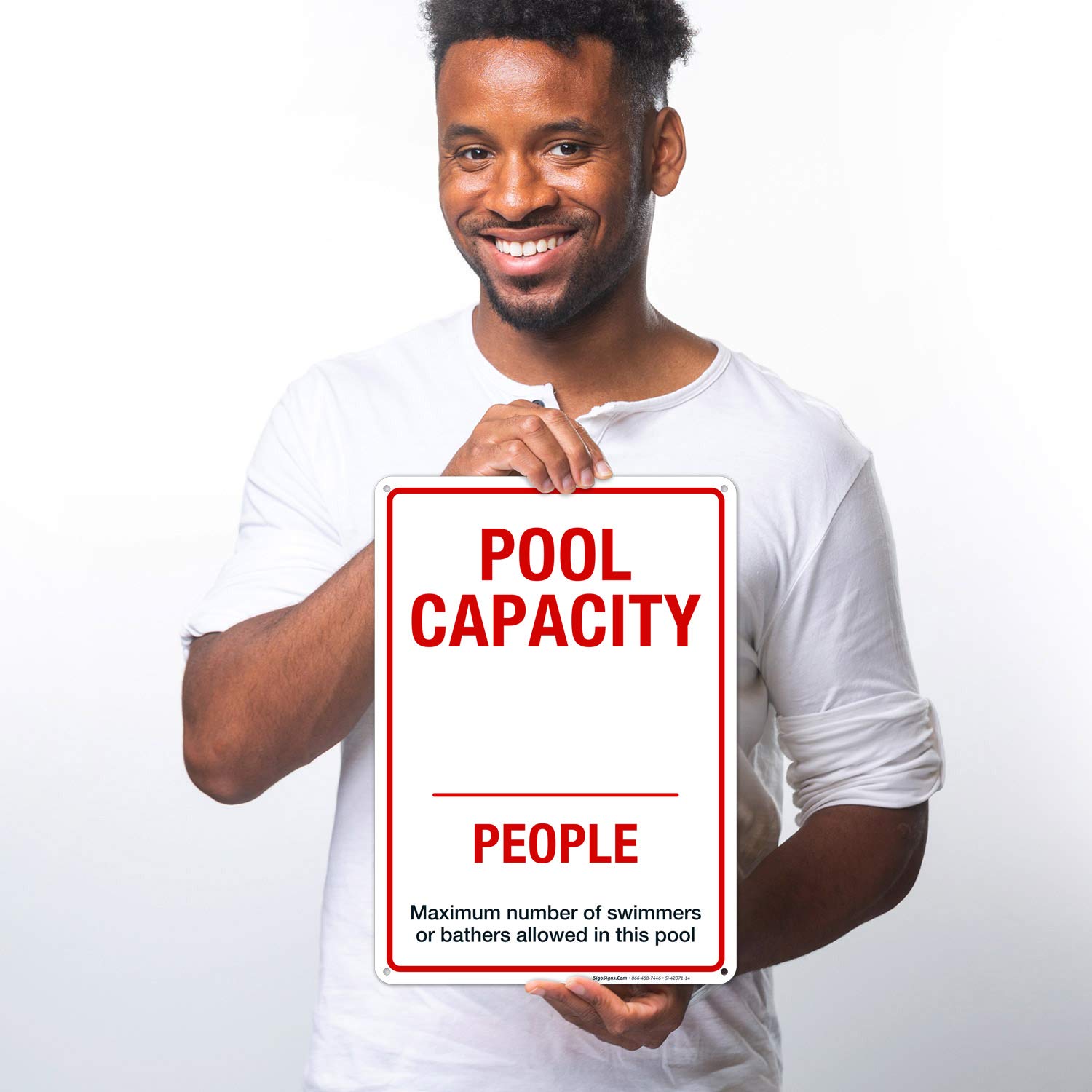 Pool Capacity Sign - 10x14 Inches Rust-Free .040 Aluminum Fade-Resistant Sign for Swimming Pools | Durable Outdoor Safety Sign Made in USA | Perfect for Public Pools, Resorts & Backyard Swimming Areas