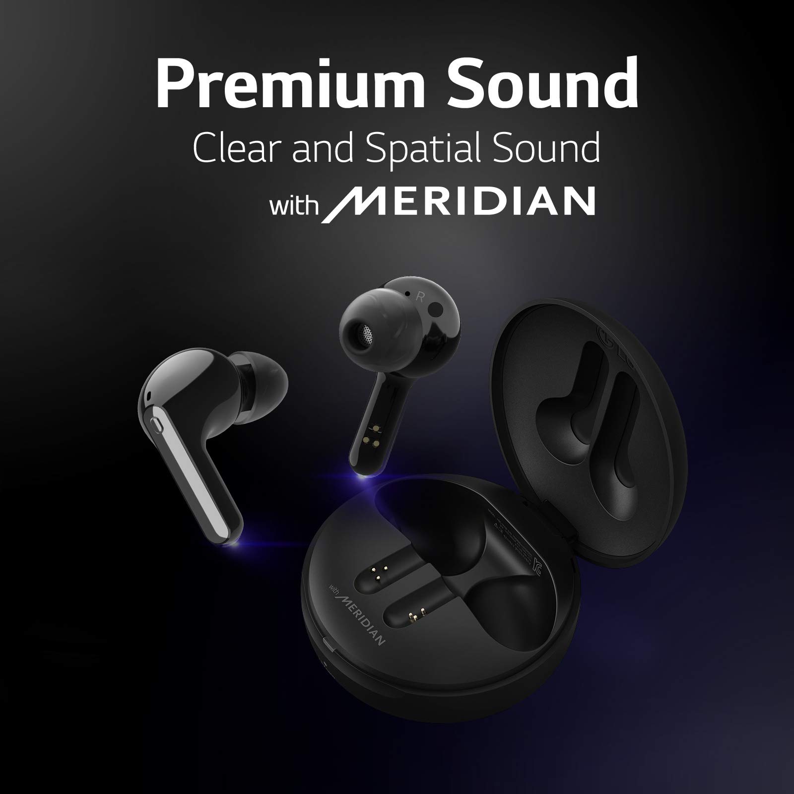 LG TONE Free FN7 Wireless Earbuds - Active Noise Cancelling Bluetooth Headphones with Meridian Sound, Dual Mic for Calls, Compatible with iPhone & Android (Black) | Perfect for Work, Gym & Travel