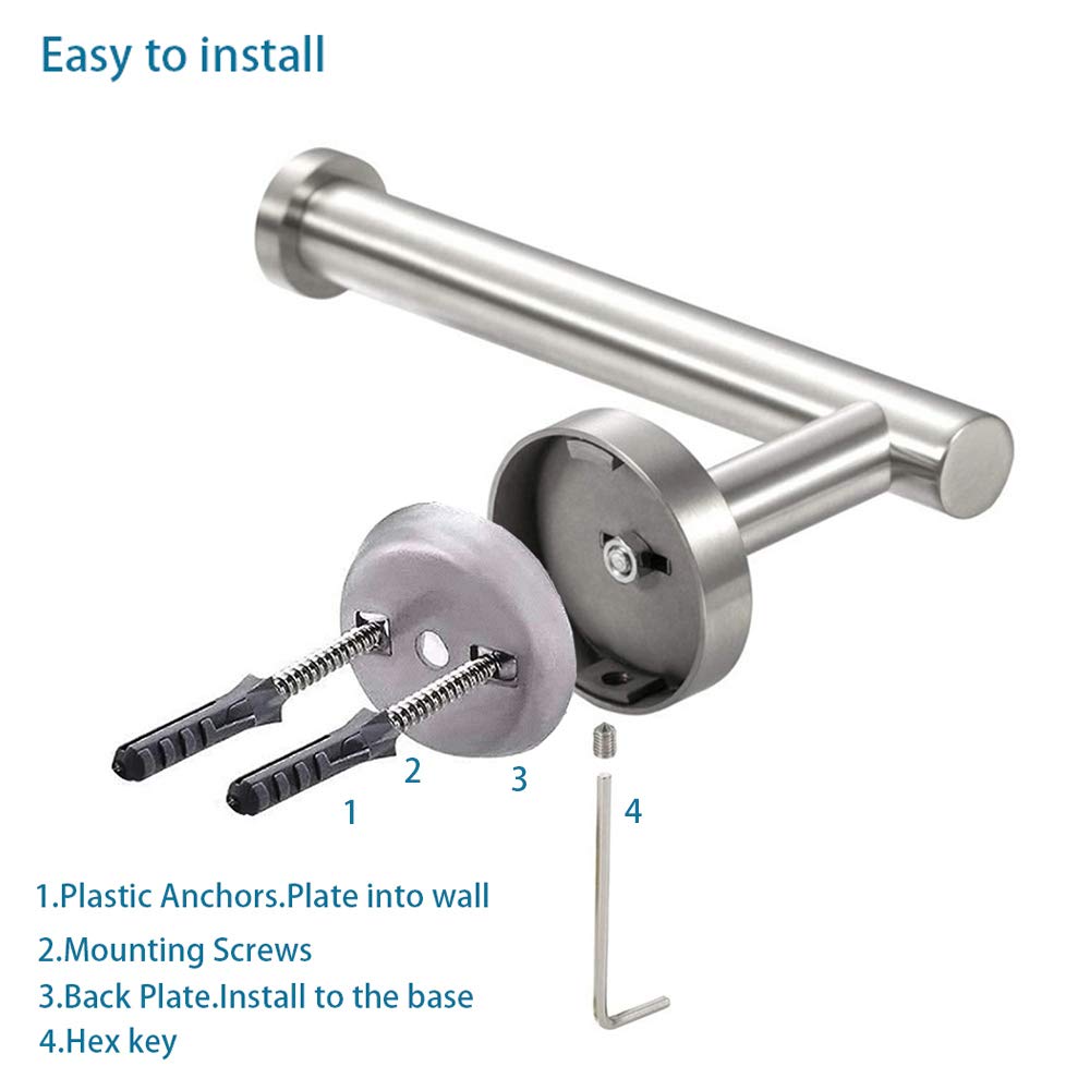 TANGKING Brushed Nickel Toilet Paper Holder - Premium SUS304 Stainless Steel Bathroom Tissue Roll Holder - Wall Mount for Bathroom, Kitchen, Washroom - Rustproof & Durable - Perfect for Modern Home Decor & Commercial Spaces