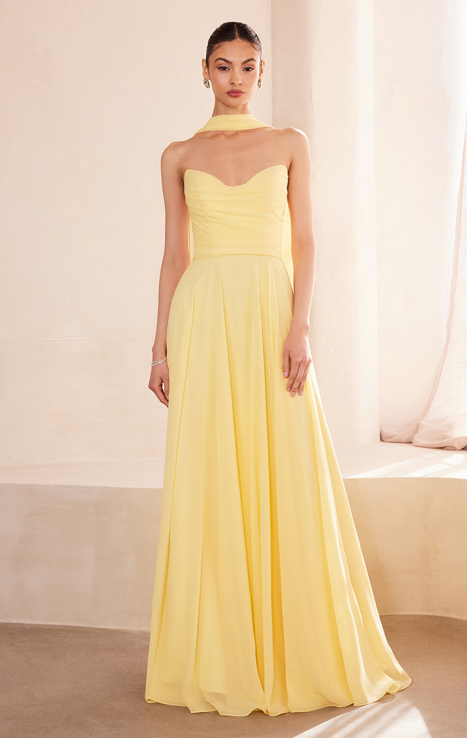 Ella Gown - A-Line Strapless Chiffon Wedding Dress for Brides | Perfect for Beach Weddings, Evening Galas & Formal Events