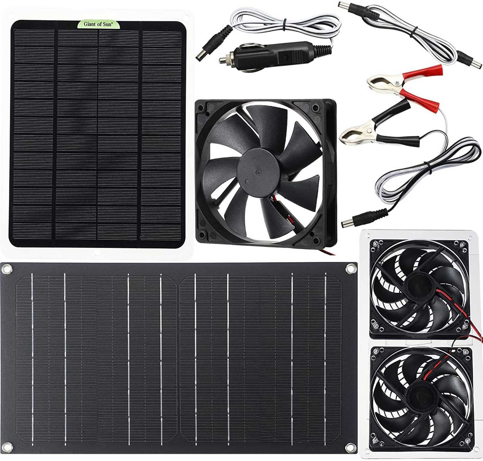 12V 20W Solar Powered Exhaust Fan - Waterproof Portable Ventilation Fan with Solar Panel for Home Attic, Greenhouse, Chicken Coop & Pet House Cooling | Perfect for RV, Shed, Barn & Outdoor Ventilation