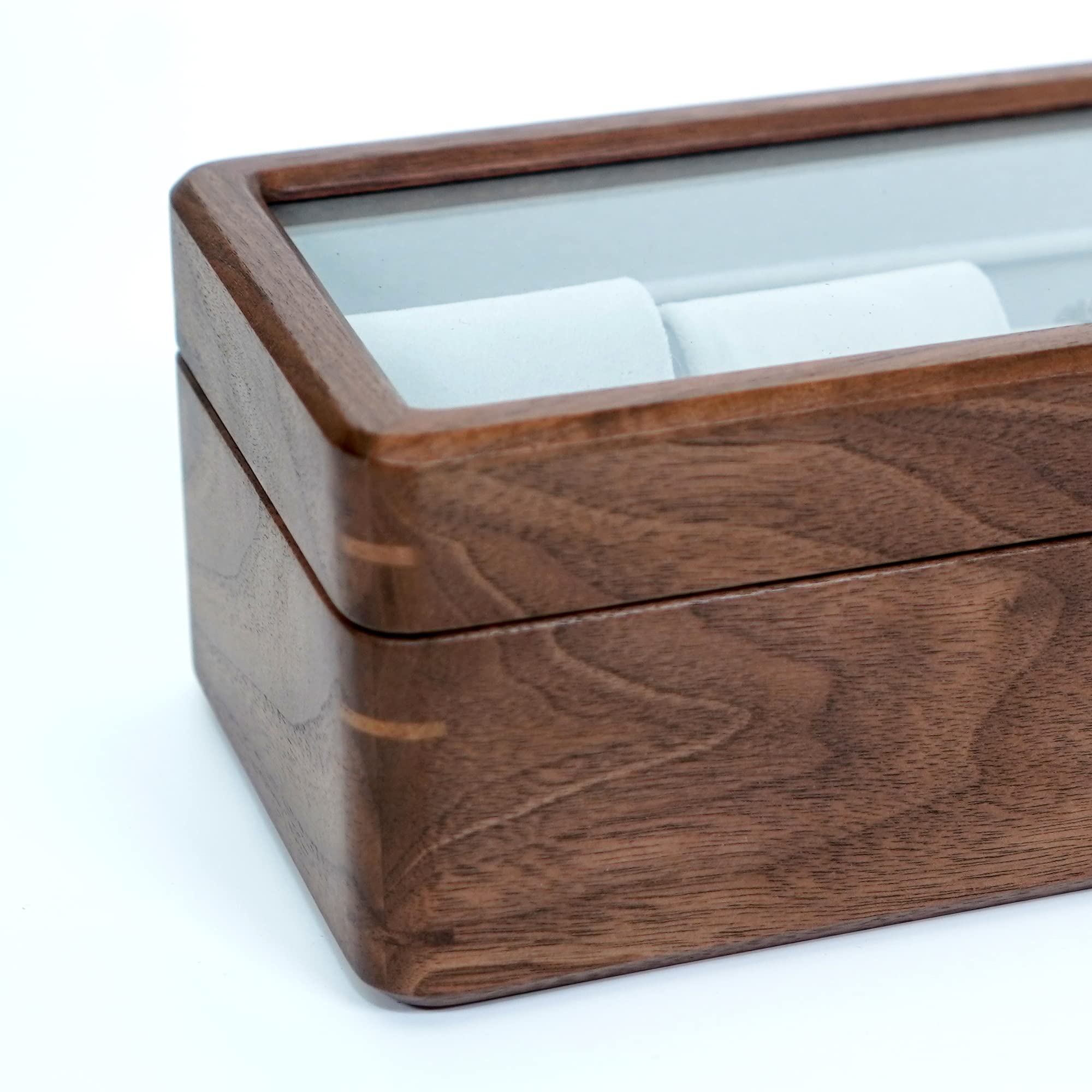 DESAINOPH® Luxury Wooden Watch Box Organizer - Walnut Solid Wood Watch Storage Case with Glass Lid - Perfect for Men's Watch Collection Display & Gift Giving - Ideal for Dresser, Closet, or Travel Watch Organization