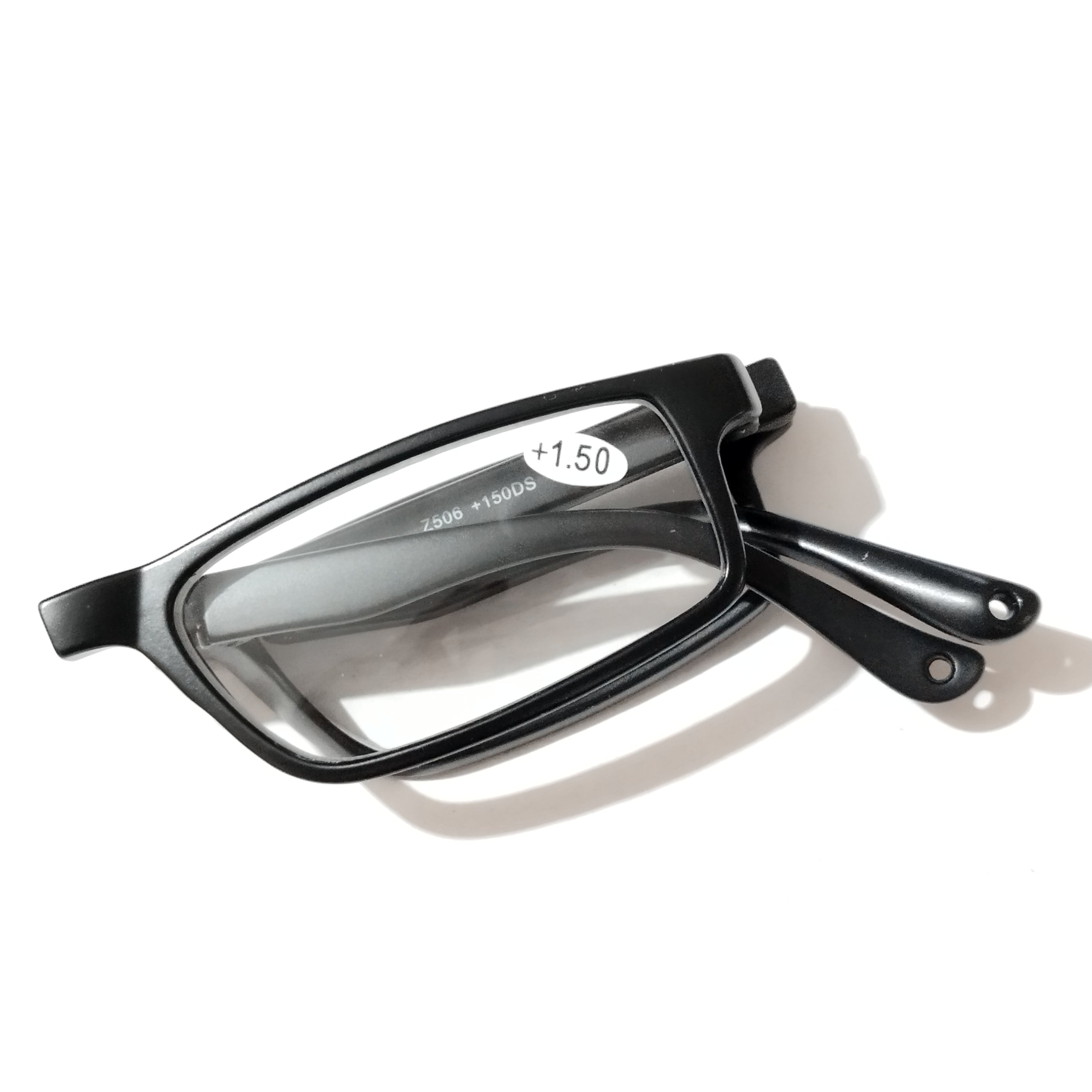 Rectangle Folding Reading Glasses with Zip Pouch - Portable Reading Glasses for Men & Women - Lightweight Travel Readers for Reading, Travel, and Outdoor Activities
