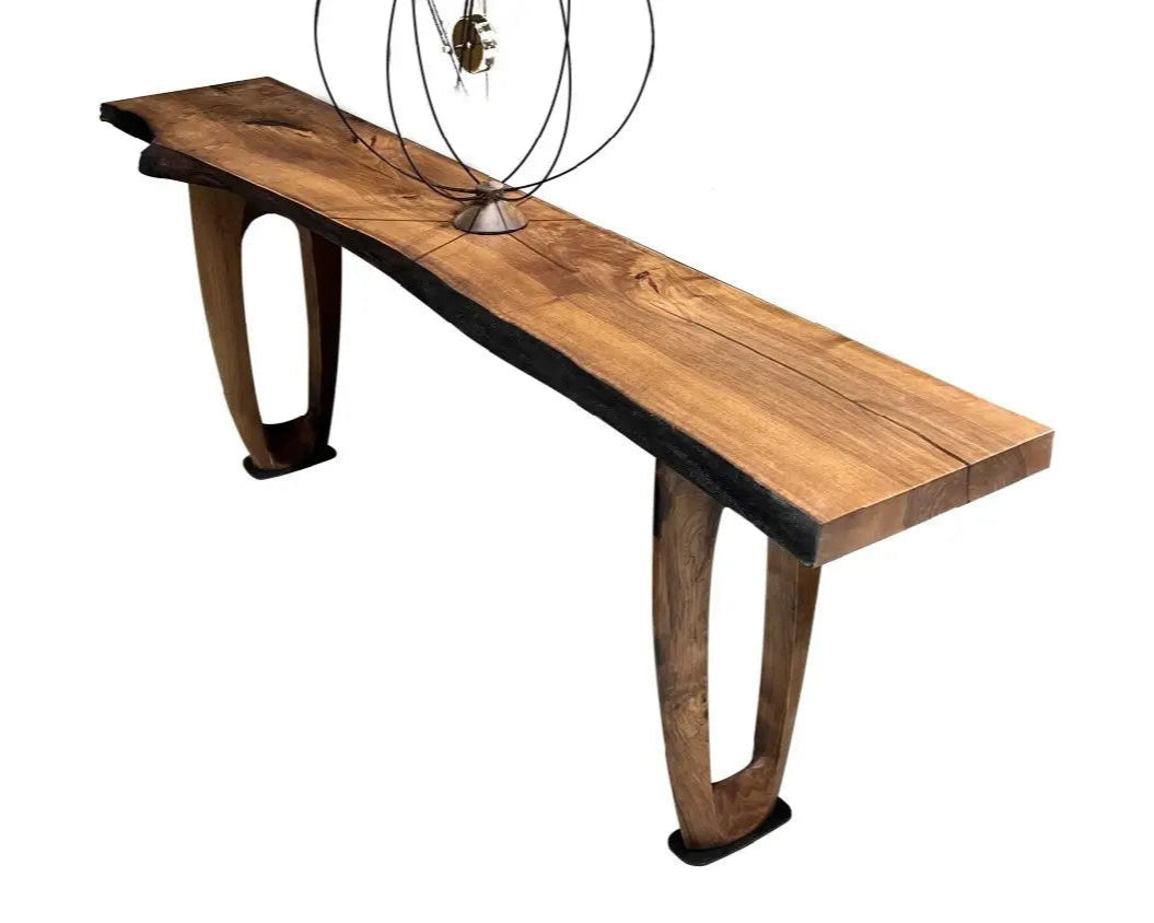 Rustic Walnut Console Table - Solid Wood Sofa Table for Entryway, Living Room & Hallway - Farmhouse Style Home Decor for Small Spaces