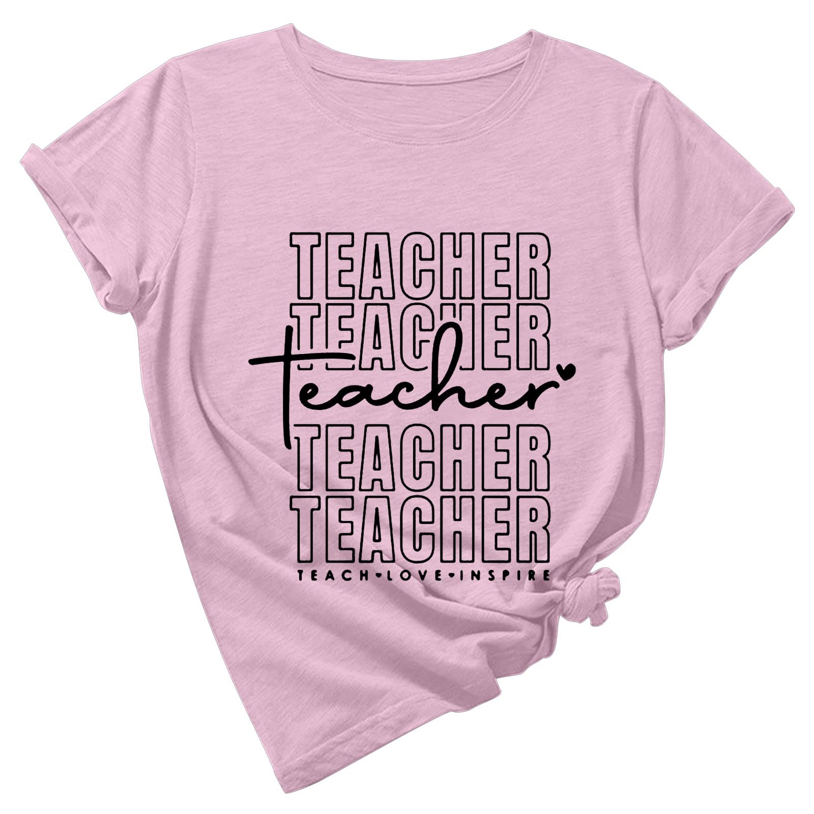 Women's Teacher Shirt - Short Sleeve Casual Summer Tops with Cute Printed Graphic - Crewneck Pullover Blouse for Classroom, School, and Everyday Wear