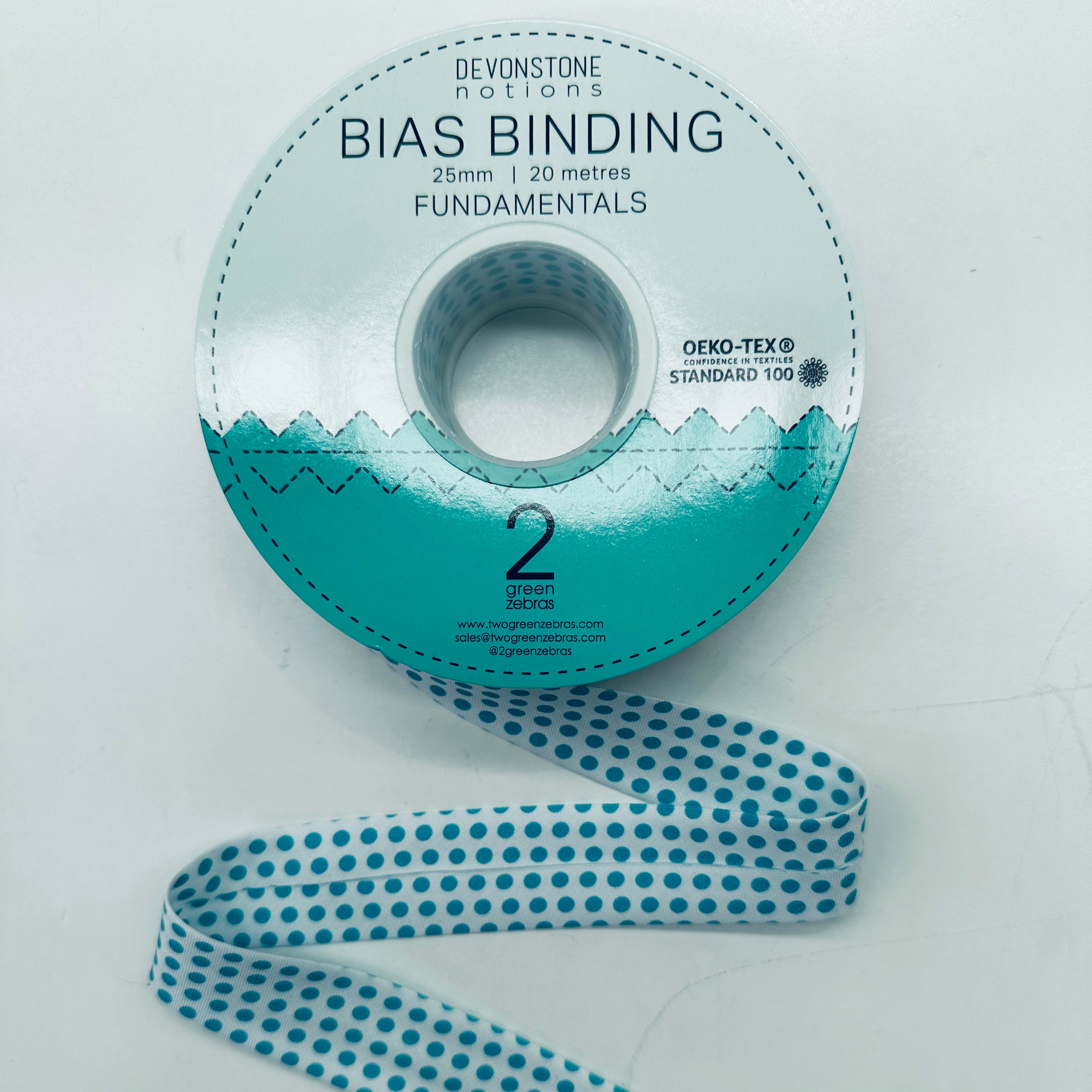 1 Inch Bias Binding Tape - DVBB2951 Barrier Blue Spot - 25mm Wide Cotton Fabric for Quilting, Sewing & DIY Crafts - Perfect for Edging, Hemming & Apparel Trims