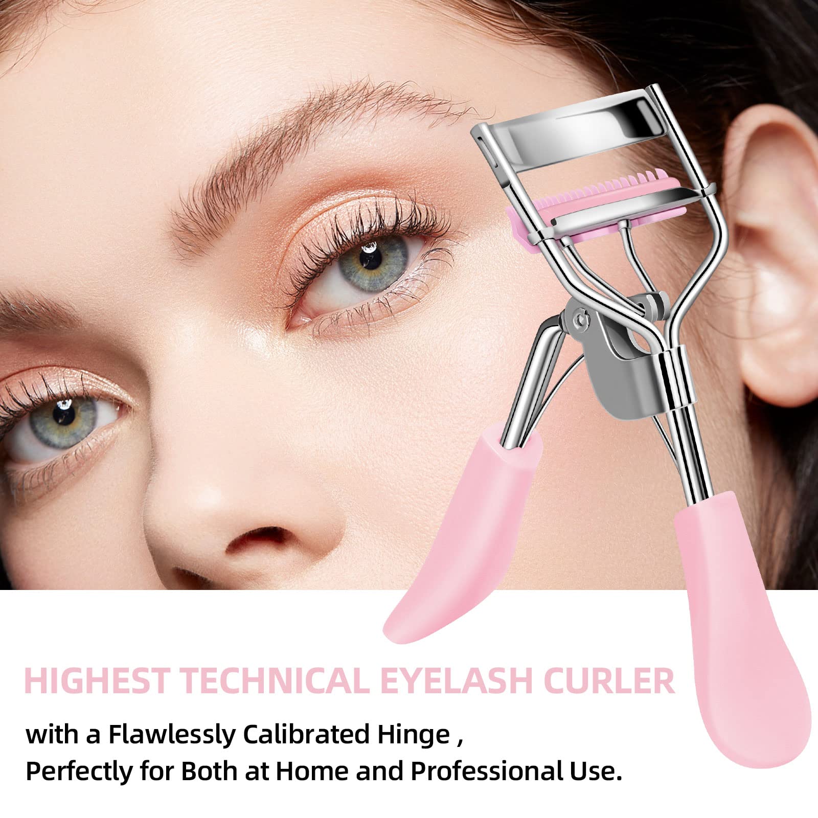 Best Eyelash Curler with Comb - Universal Fit for All Eye Shapes, Curved Design for Natural & Long-Lasting Lashes - Perfect Makeup Gift for Women (Pink) - Ideal for Daily Use, Travel & Professional Makeup Kits