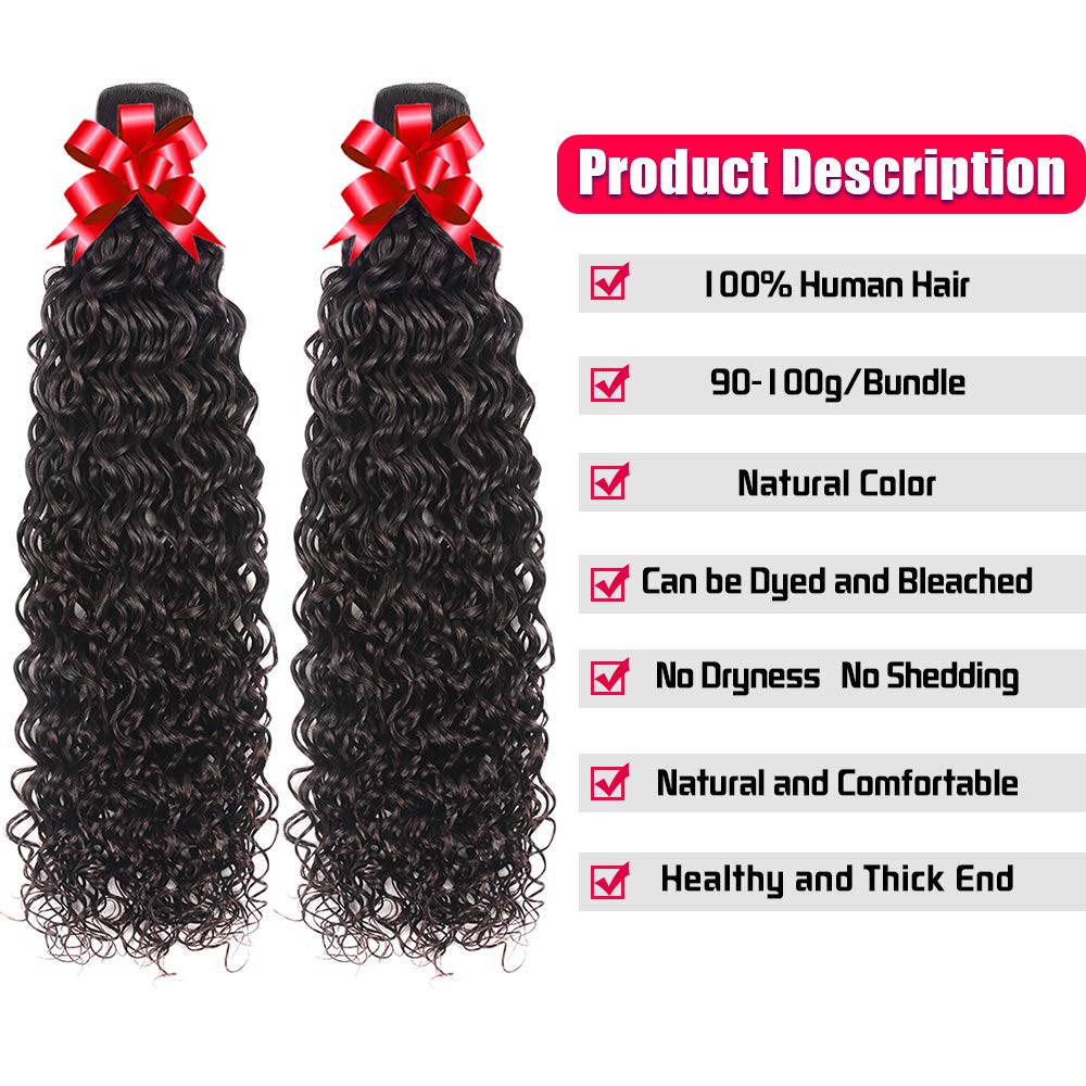 100% Brazilian Virgin Human Hair Extensions - Water Wave 4 Bundles (22, 24, 26, 28 Inch) Unprocessed Curly Wave Natural Color for Women | Perfect for Daily Wear, Parties & Special Occasions