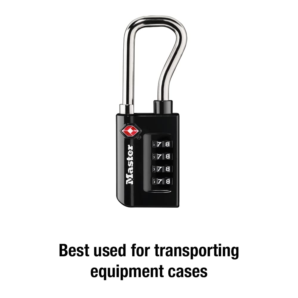 Master Lock 4696D TSA Approved Combination Padlock - 1-5/16 Inch Wide Black Luggage Lock for Travel Security | Set Your Own Code | Ideal for Suitcases, Backpacks & Gym Bags