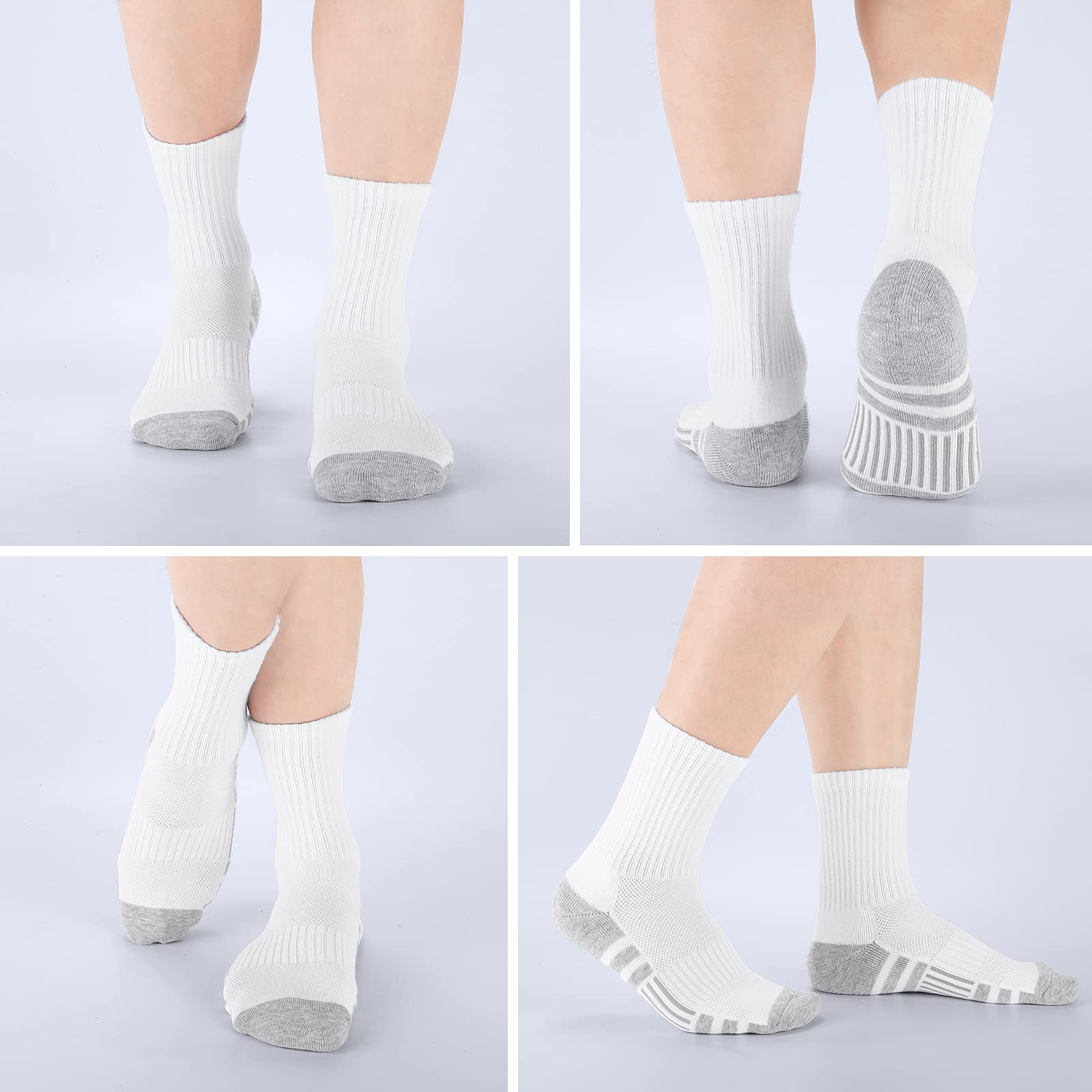 Felicigeely Athletic Running Socks - 6 Pairs of Cushioned Performance Crew Socks for Men & Women | Breathable & Comfortable for Sports, Gym, Hiking & Daily Wear